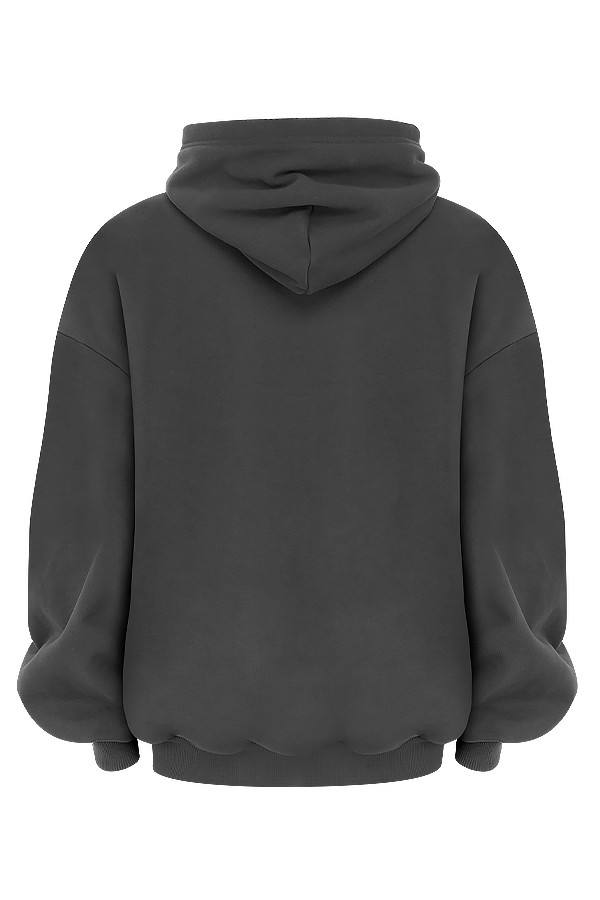 Halo Charcoal Cotton Fleece-Back Oversized Hoodie - luluinthesky
