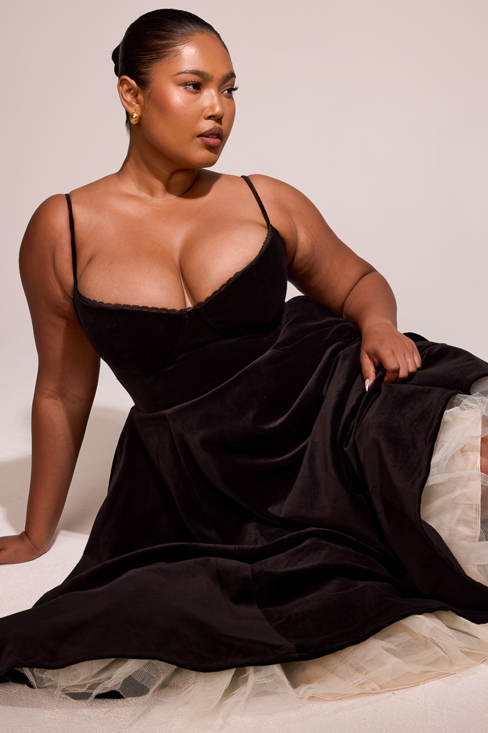 Mademoiselle Black Velvet Tulle Midi Dress + Bolero - luluinthesky