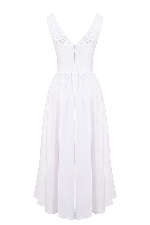 Emmelina White Cotton Corset Sundress - luluinthesky