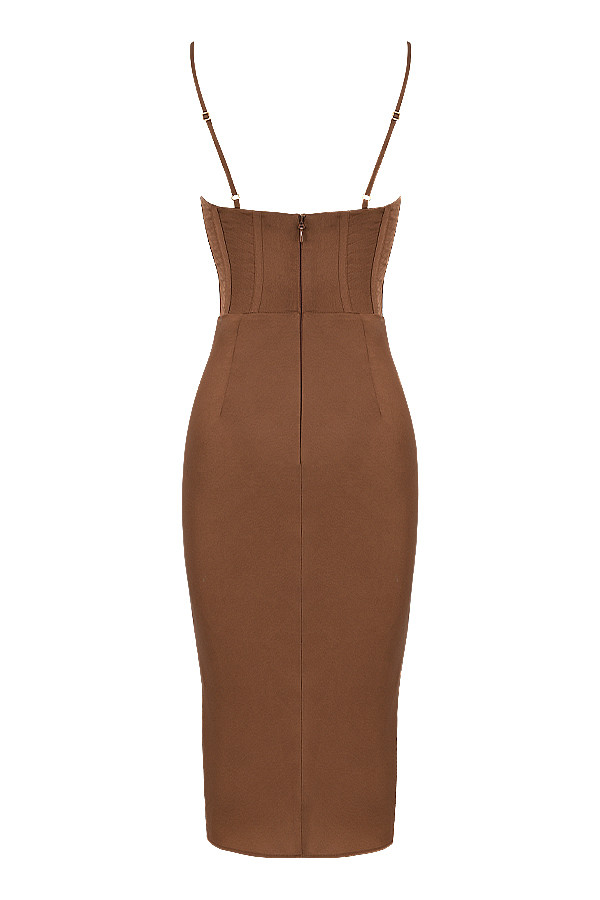 Myrna Chocolate Satin Corset Slip Dress - luluinthesky
