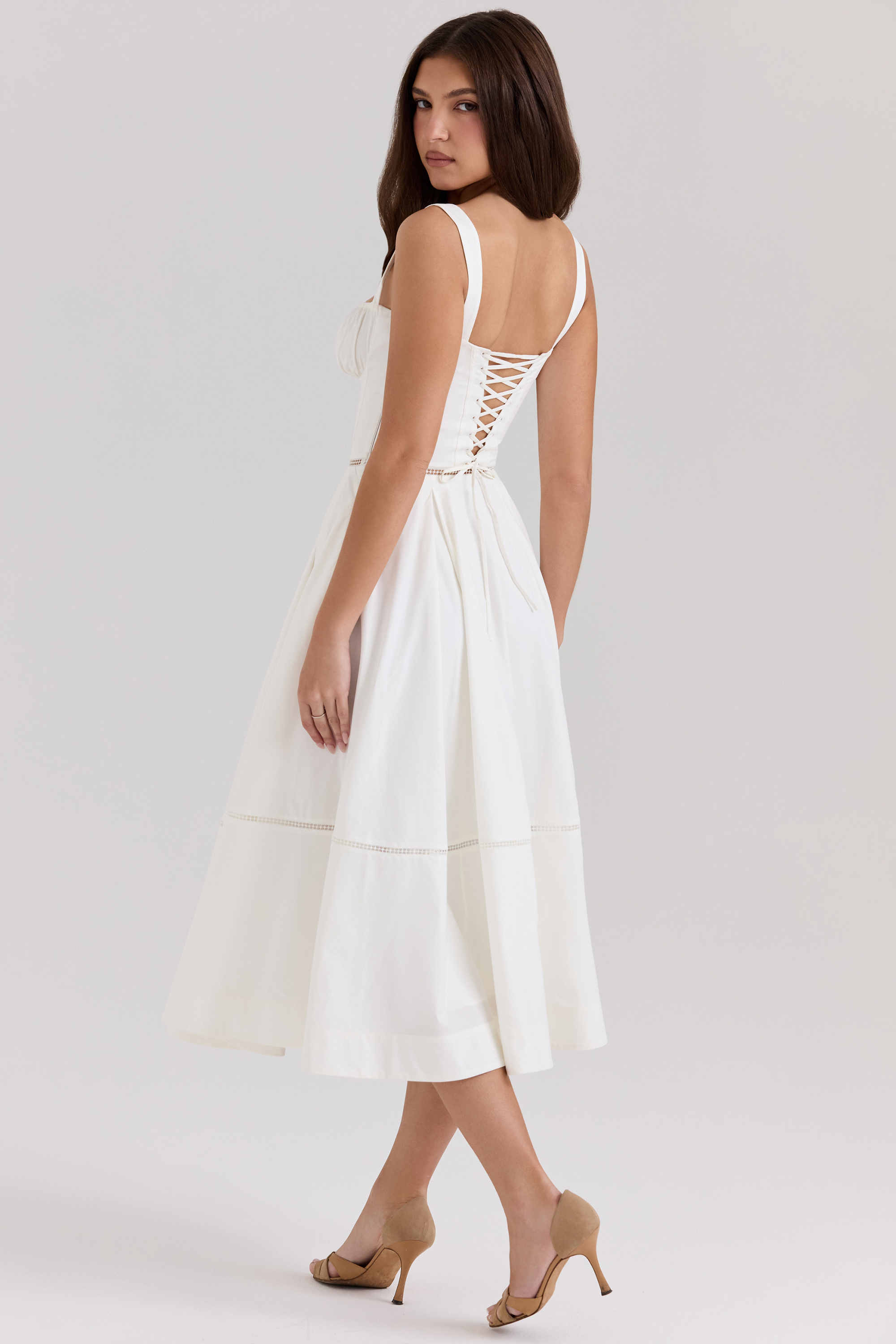 Chiarina White Cotton Button Front Midi Dress - luluinthesky
