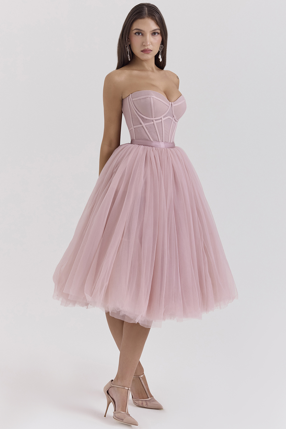 Darling French Rose Tulle Midi Dress - SALE - luluinthesky