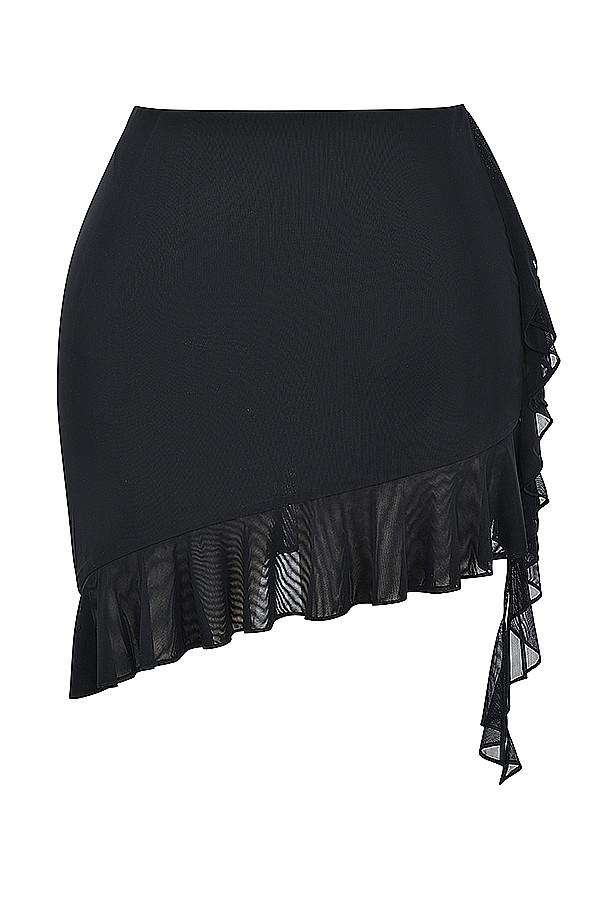 Mistress Rocks Black Ruffle Asymmetric Mini Skirt - SALE - luluinthesky