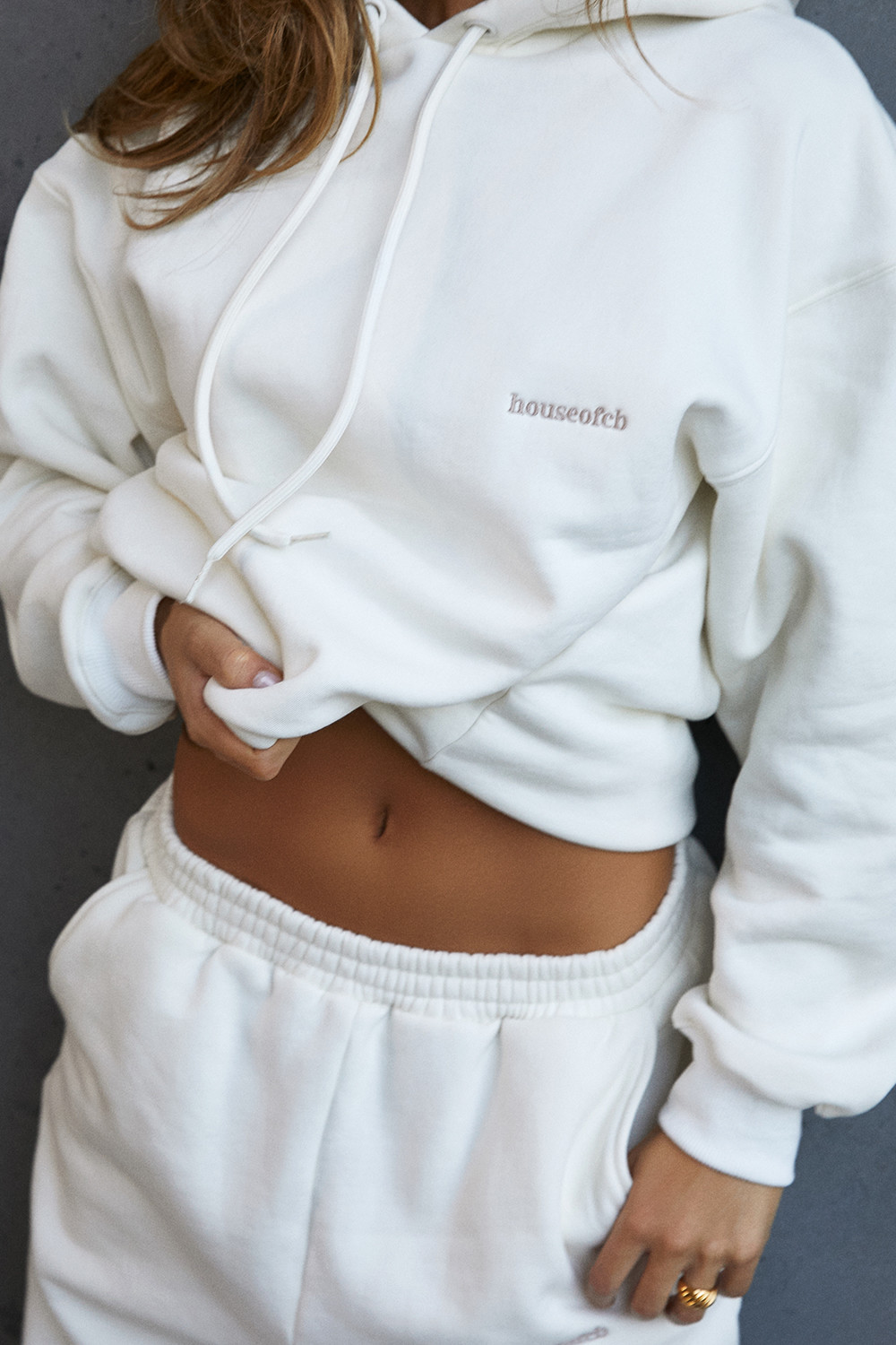 Halo Off White Cotton Fleece-Back Oversized Hoodie - luluinthesky