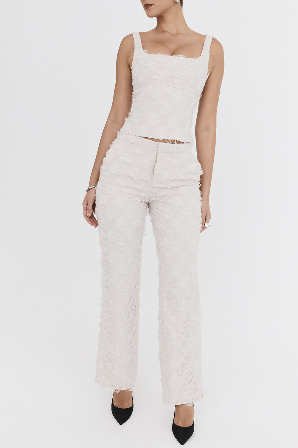 Mistress Rocks Taupe Textured Floral Trousers - SALE - luluinthesky