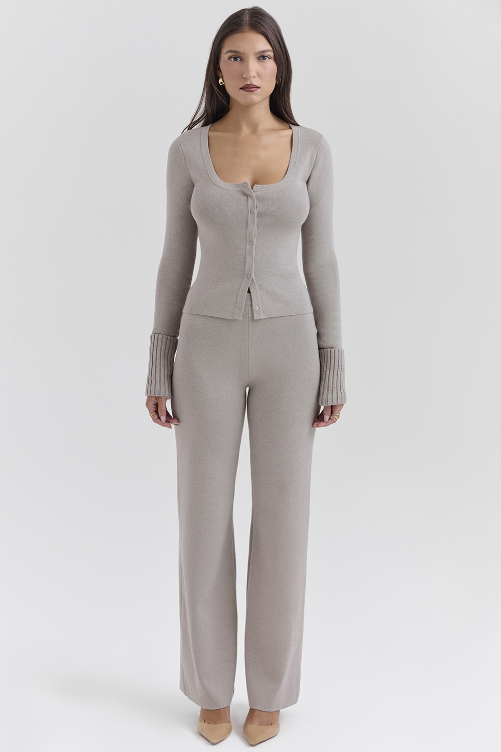 Hunter Grey Cashmere Straight Leg Trousers - luluinthesky