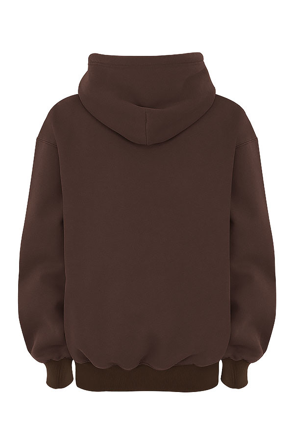 Halo Chocolate Cotton Fleece-Back Oversized Hoodie - luluinthesky