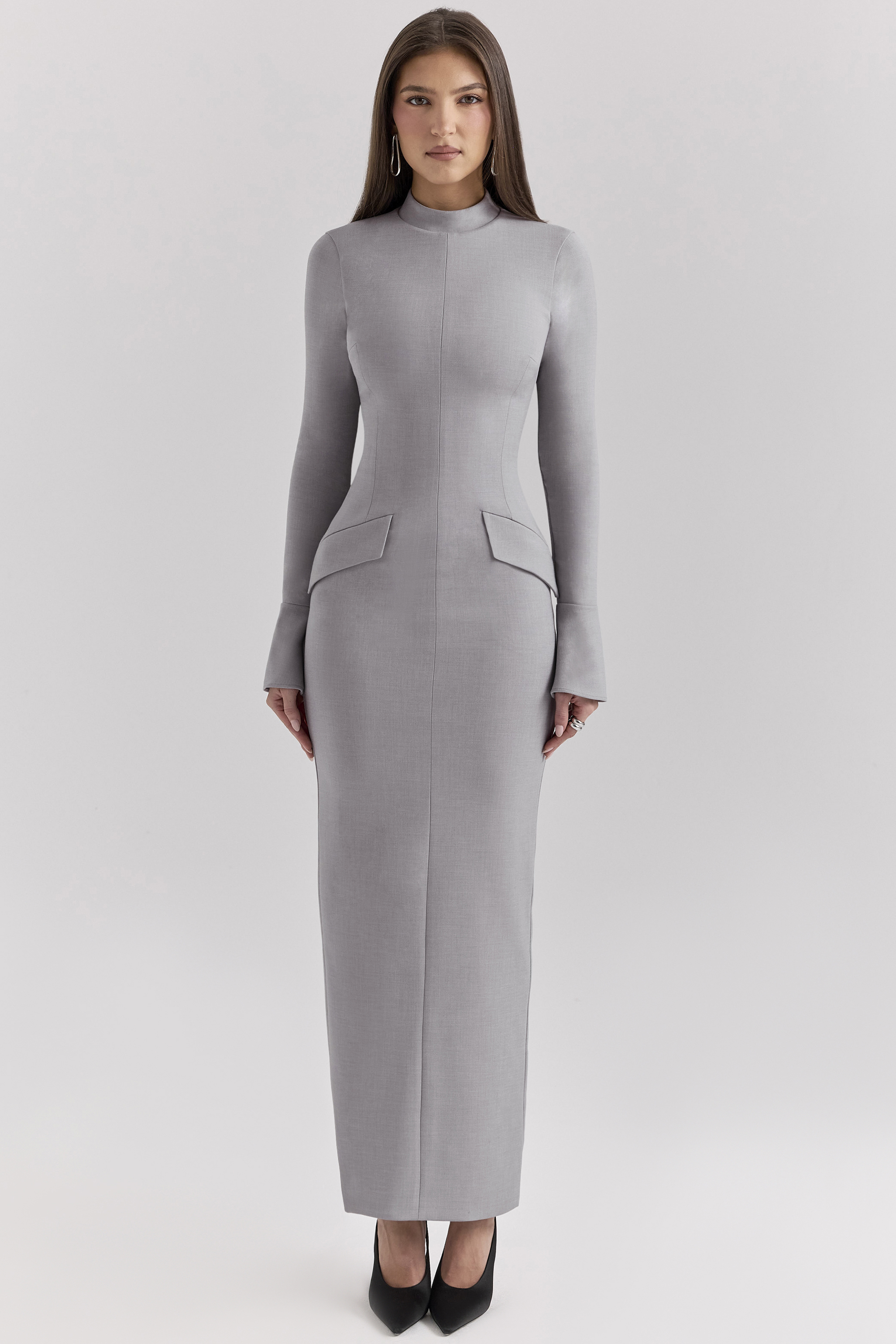 Marie-Louise Light Grey Bodycon Maxi Dress - luluinthesky