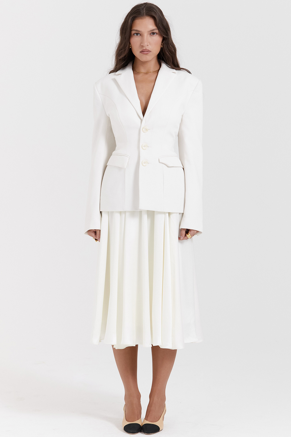 Sariah Ivory Contour Tailored Blazer - luluinthesky