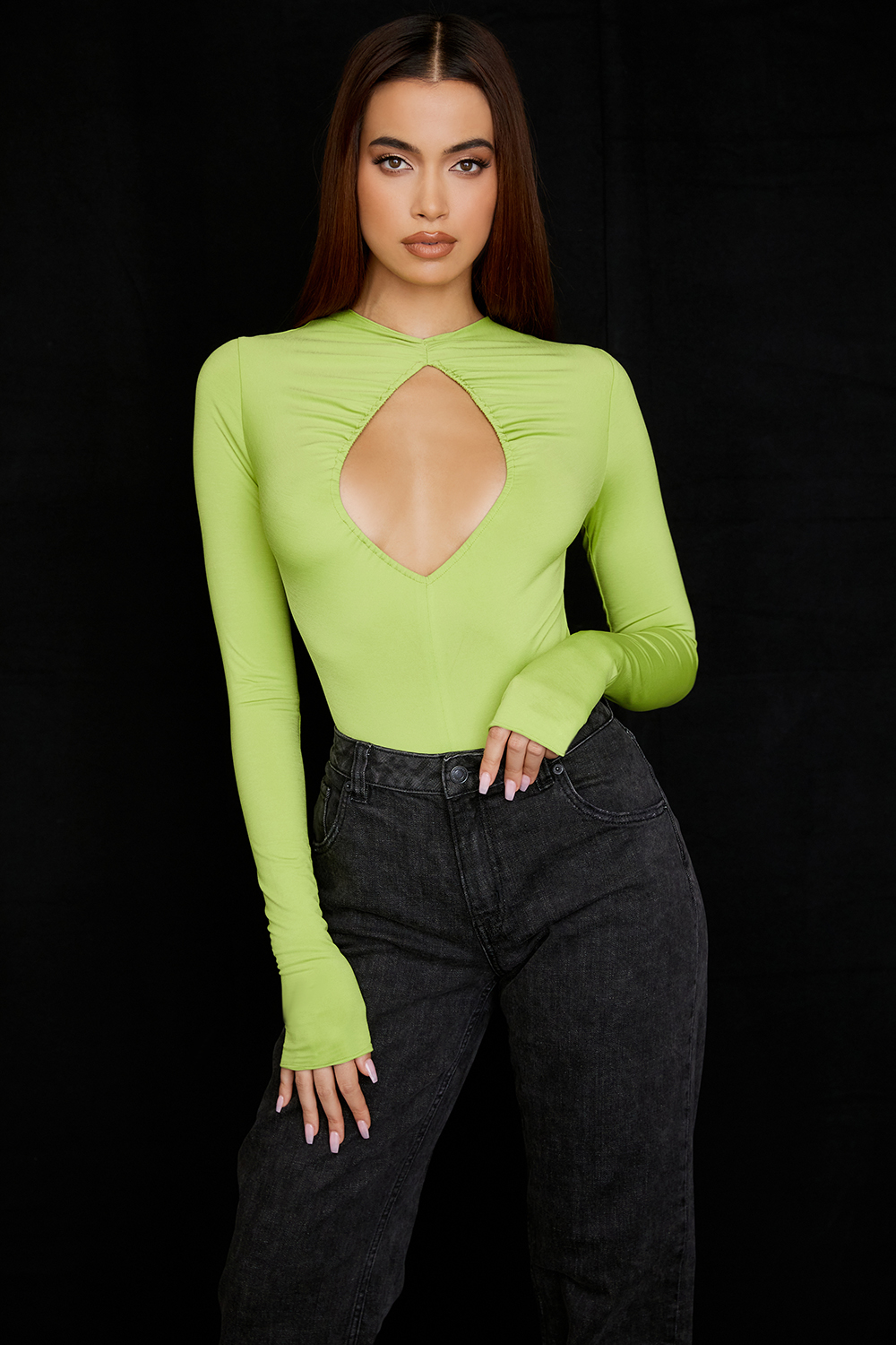Estrelle Lime Green Cutout Bodysuit - luluinthesky