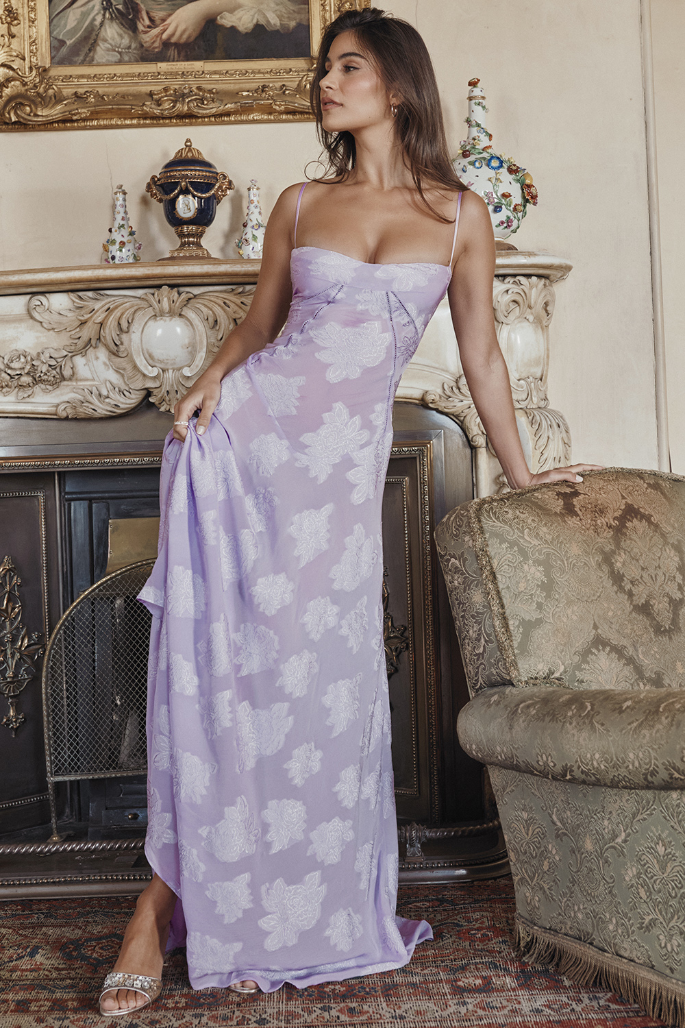 Seren Orchid Floral Lace Back Maxi Dress - luluinthesky