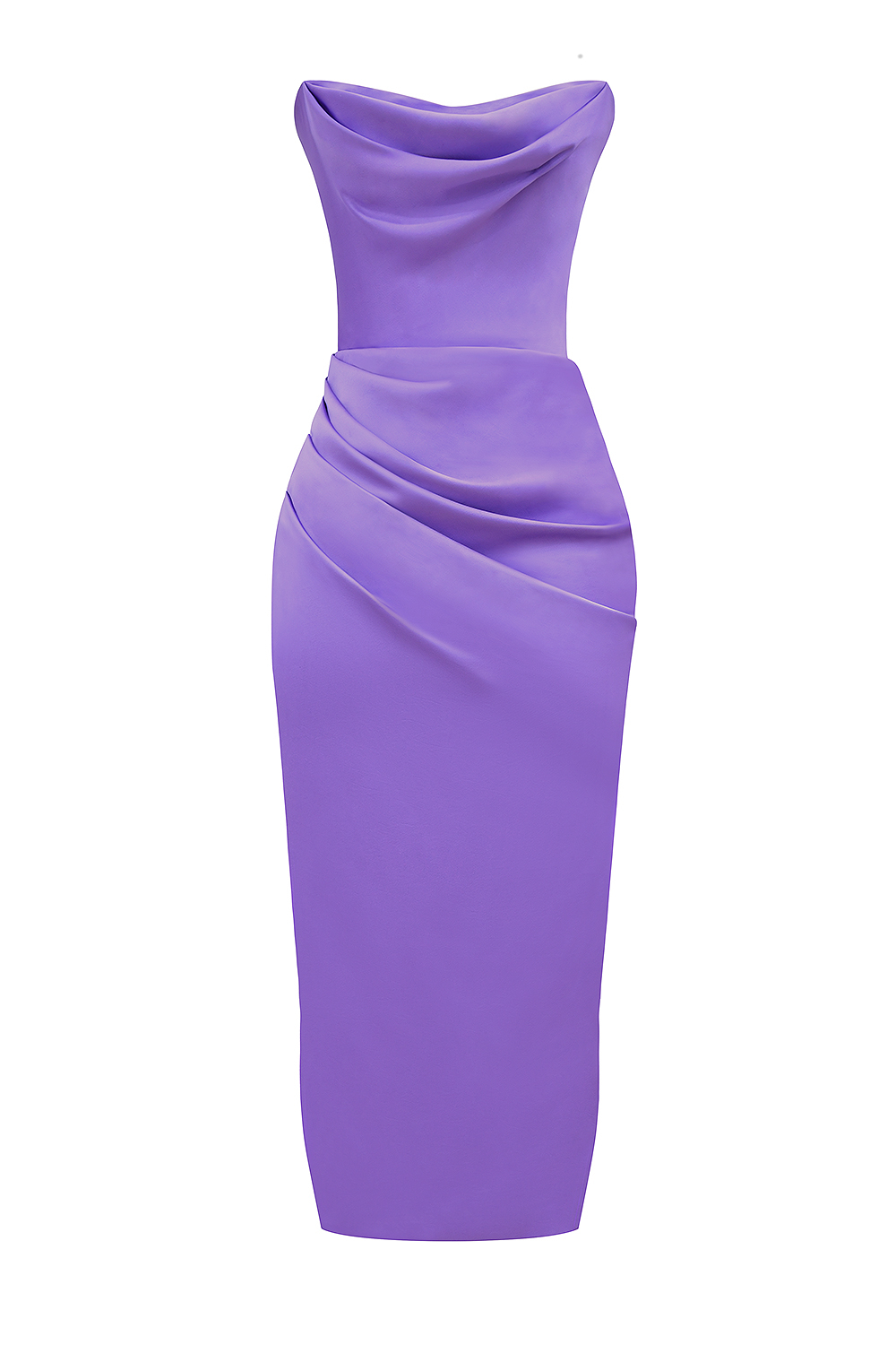 Santana Violet Satin Strapless Corset Midi Dress - luluinthesky