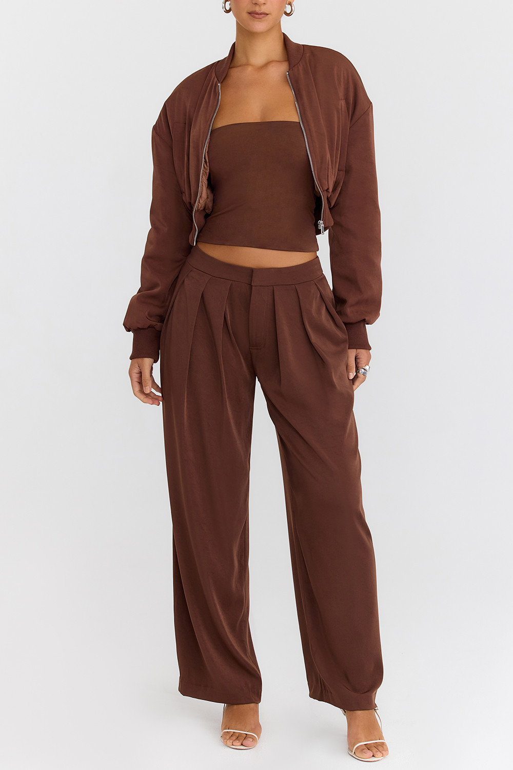 Mistress Rocks Cocoa Pleated Wide Leg Trousers - SALE - luluinthesky