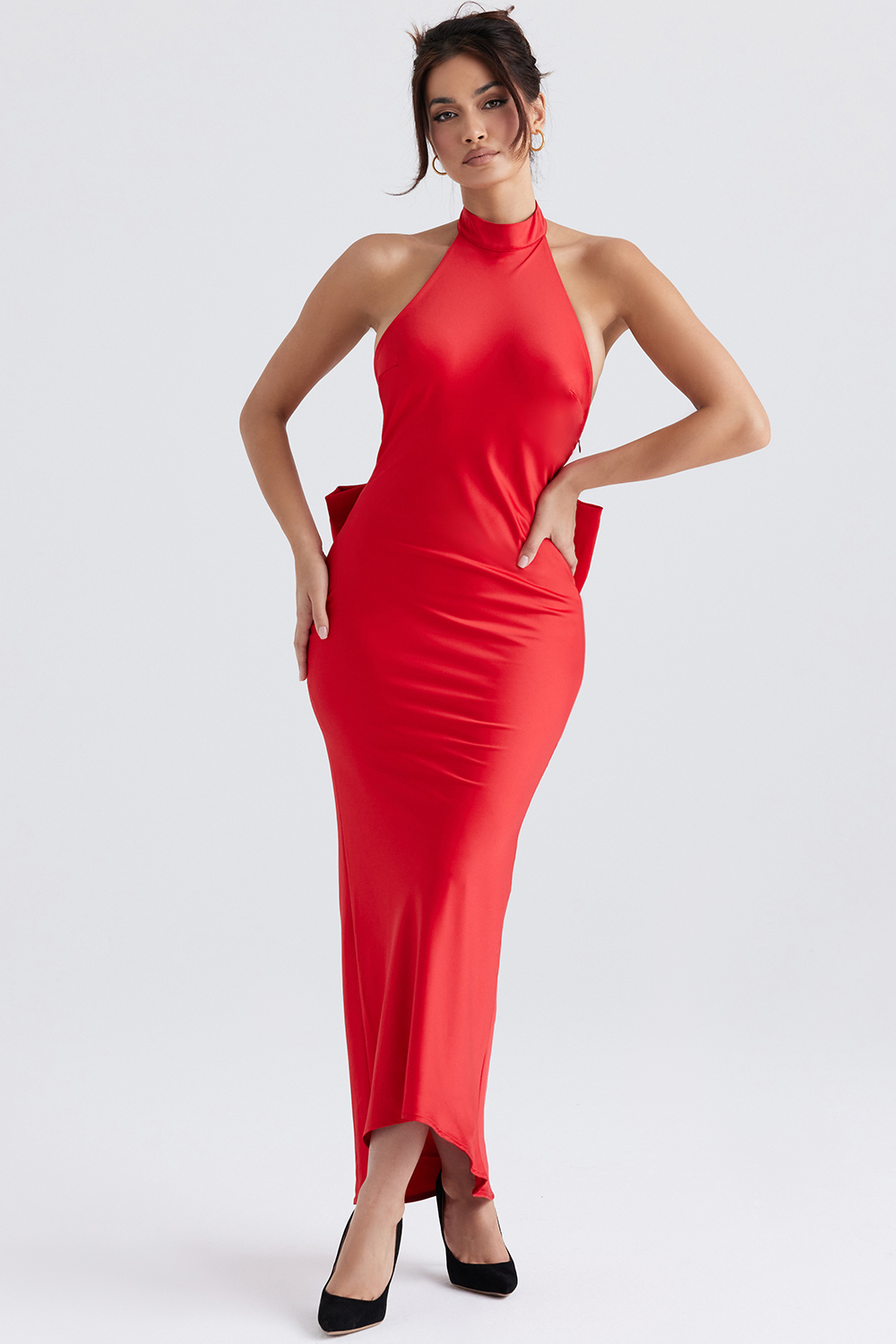 Ilaria Red Bow Halter Dress - luluinthesky