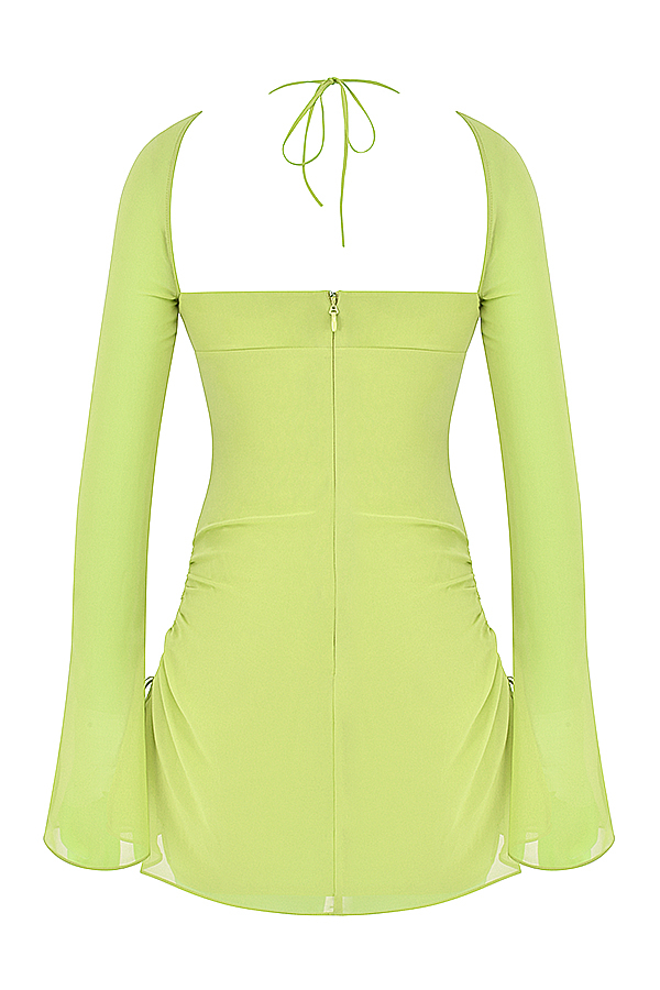 Baby Lime Chiffon Halter Mini Dress - luluinthesky