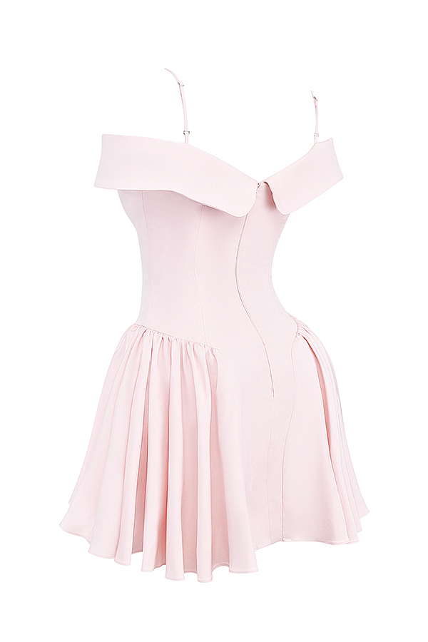 Elida Ballerina Pink Off Shoulder Mini Dress - luluinthesky