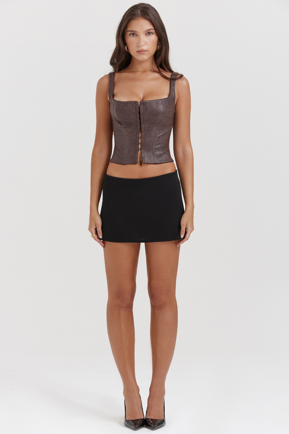 Pia Brown Vegan Leather Corset - luluinthesky
