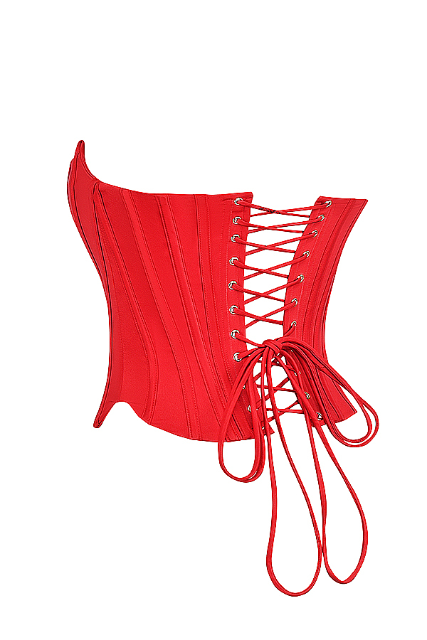 Genevieve Scarlet Satin Lace Back Corset - luluinthesky