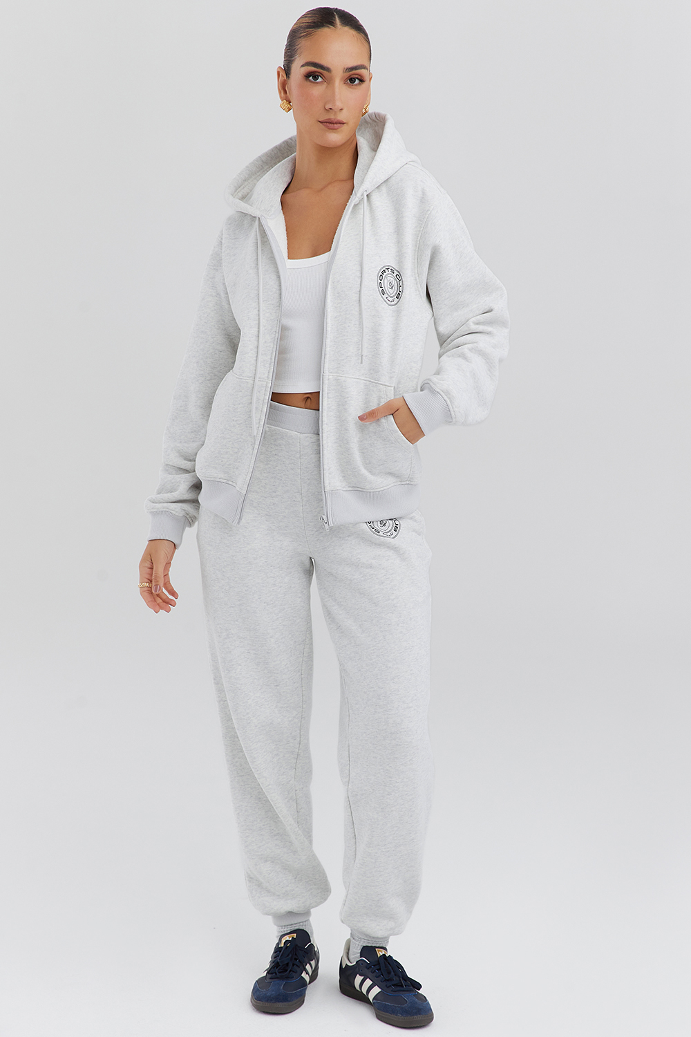 Coast Light Grey Marl Fleece Back Jogging Trousers - luluinthesky