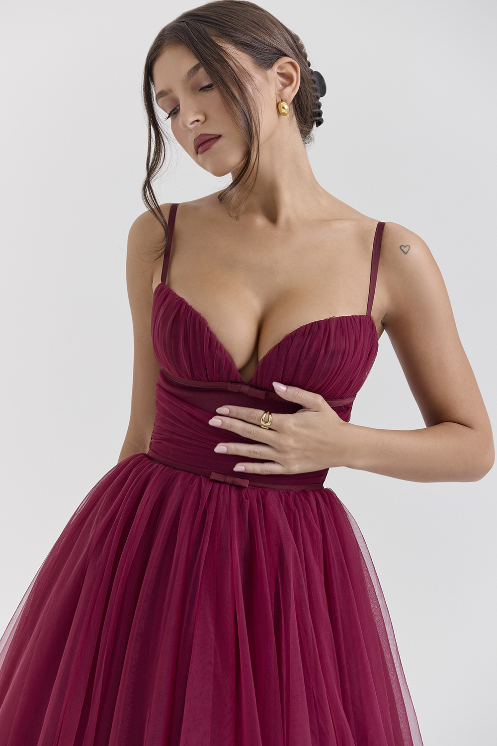 Countess Cabernet Tulle Midi Dress - SALE - luluinthesky