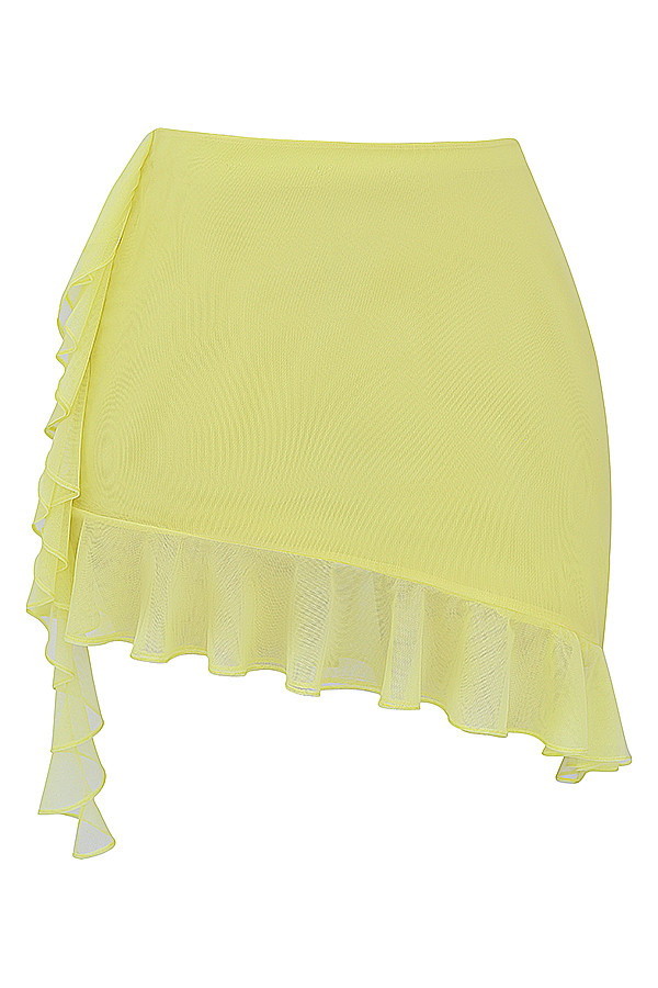 Mistress Rocks Limoncello Ruffle Asymmetric Mini Skirt - SALE - luluinthesky