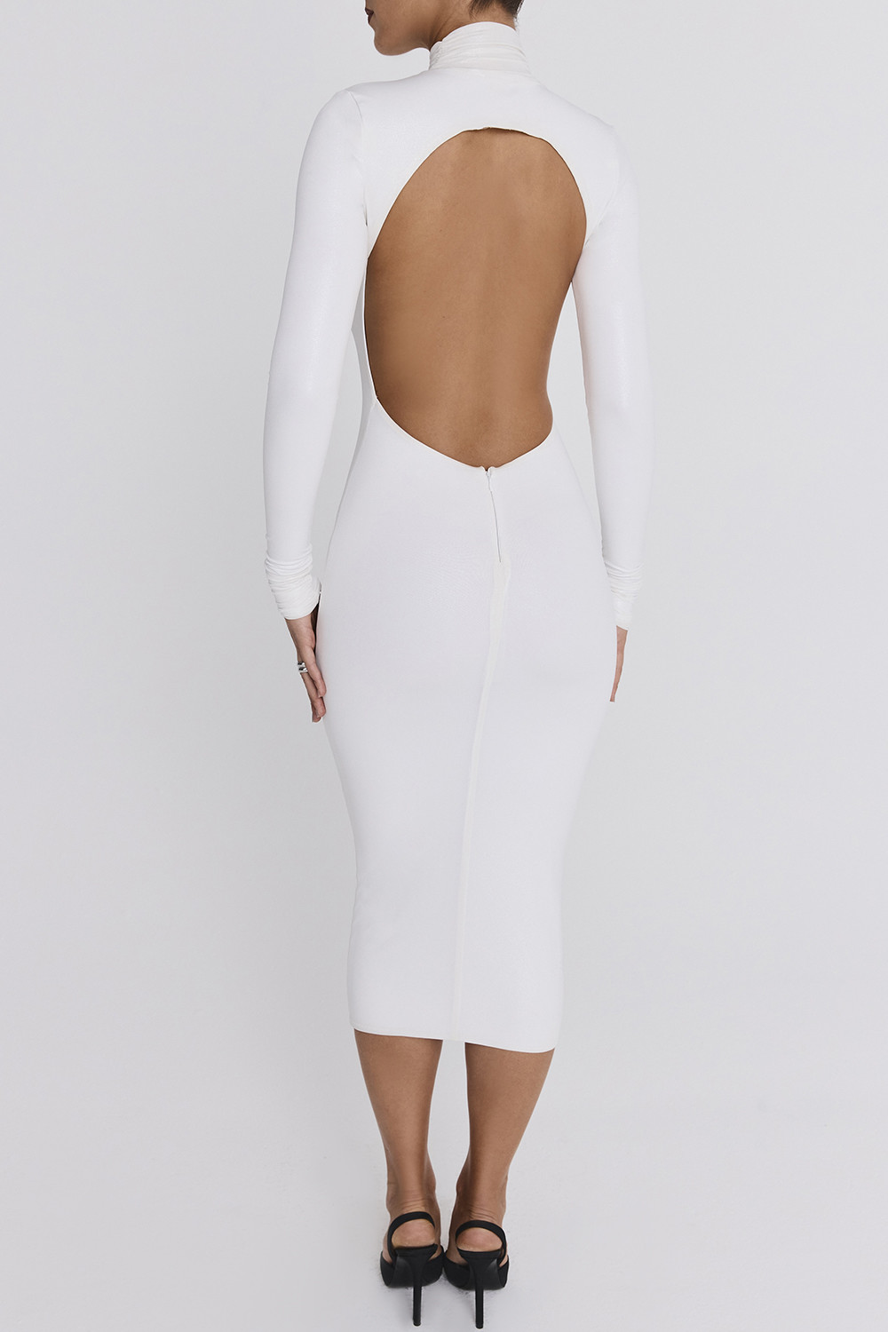 Mistress Rocks White Glitter Jersey Open Back Midi Dress - SALE - luluinthesky