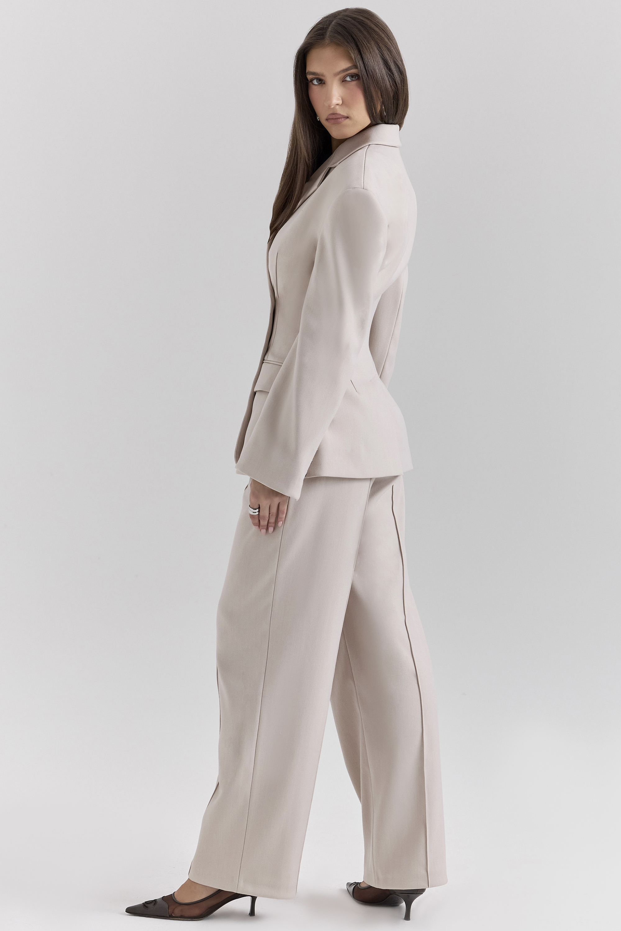 Hayden Beige High Waist Tailored Trousers - luluinthesky