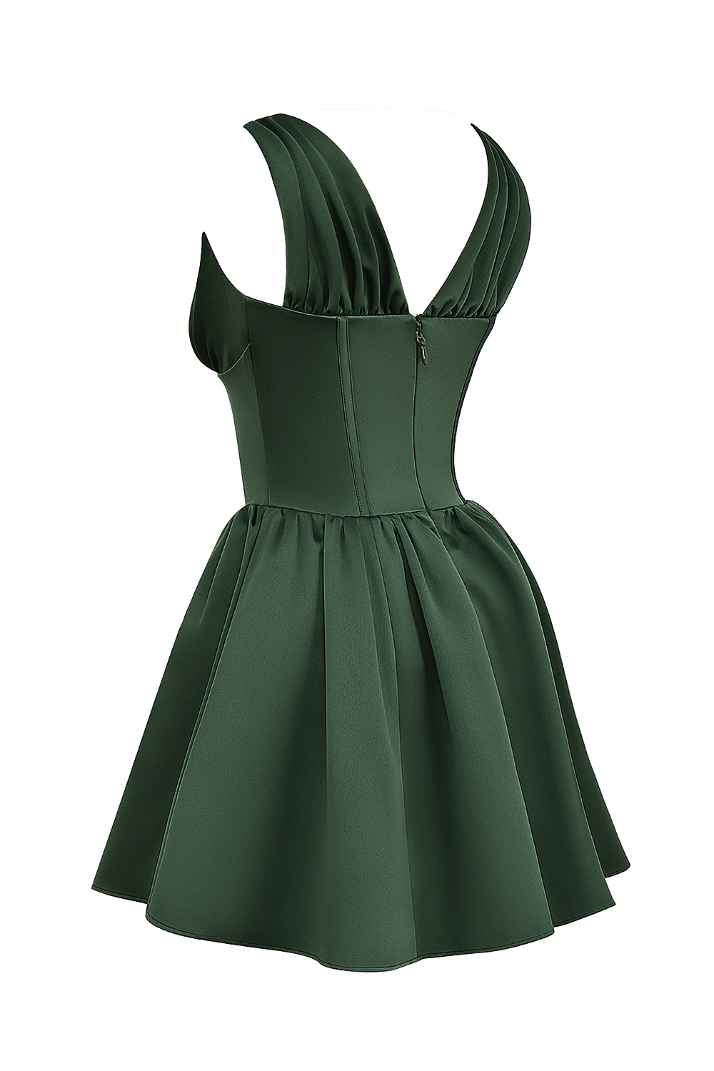 Emmeliette Forest Green Satin Mini Dress - luluinthesky