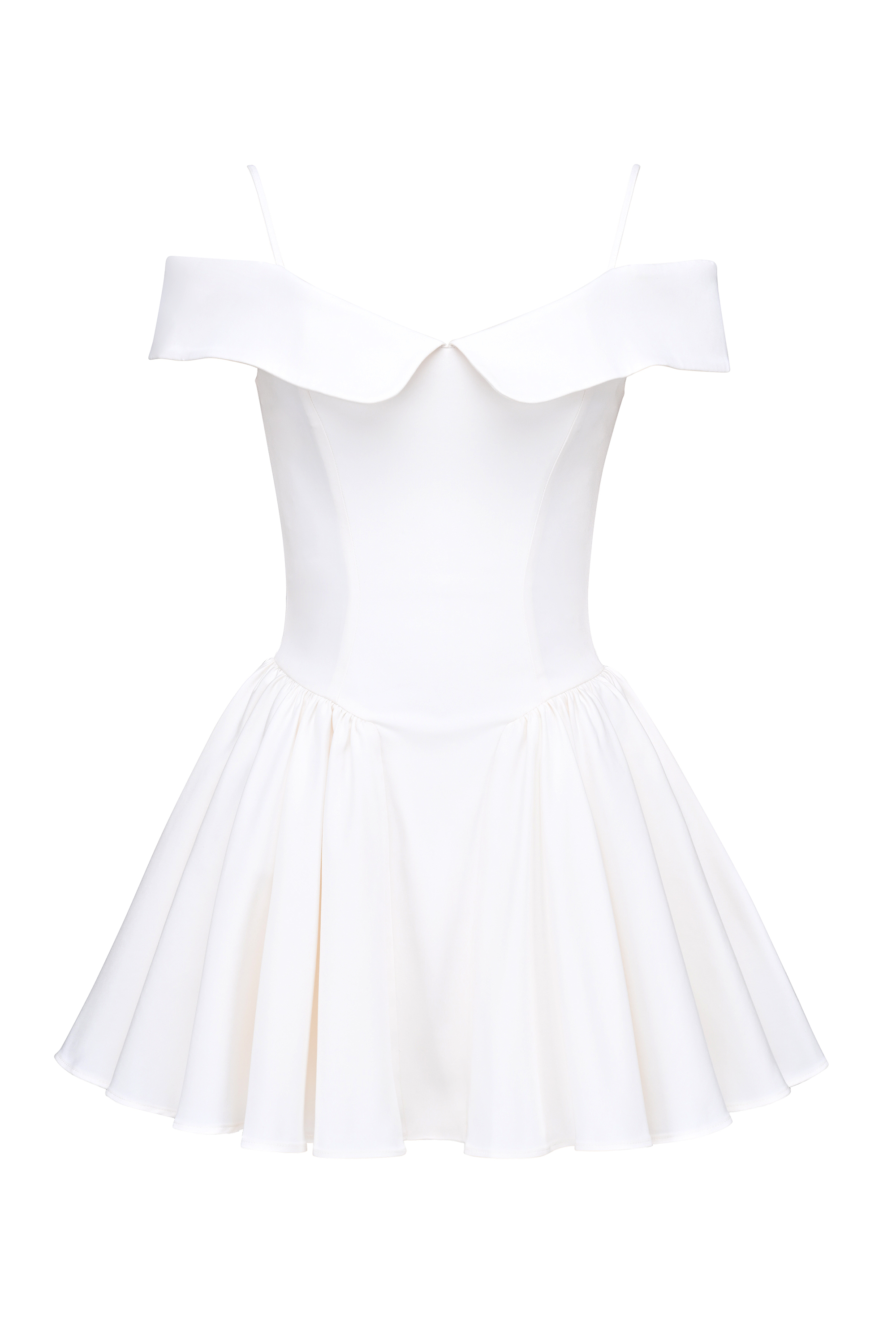 Elida White Twill Off Shoulder Mini Dress - luluinthesky