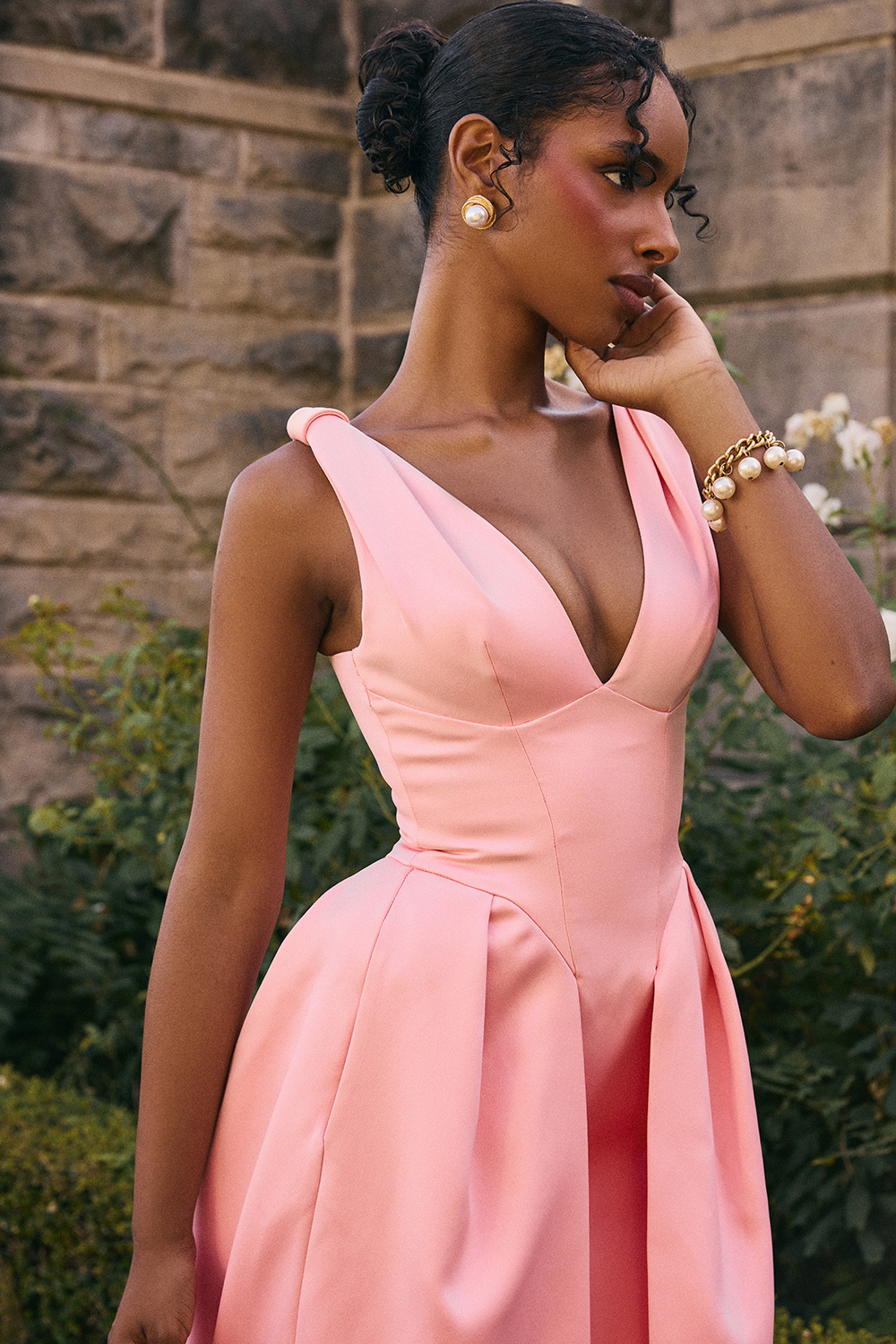 Paloma Peach Satin Pleated Midi Dress - SALE - luluinthesky