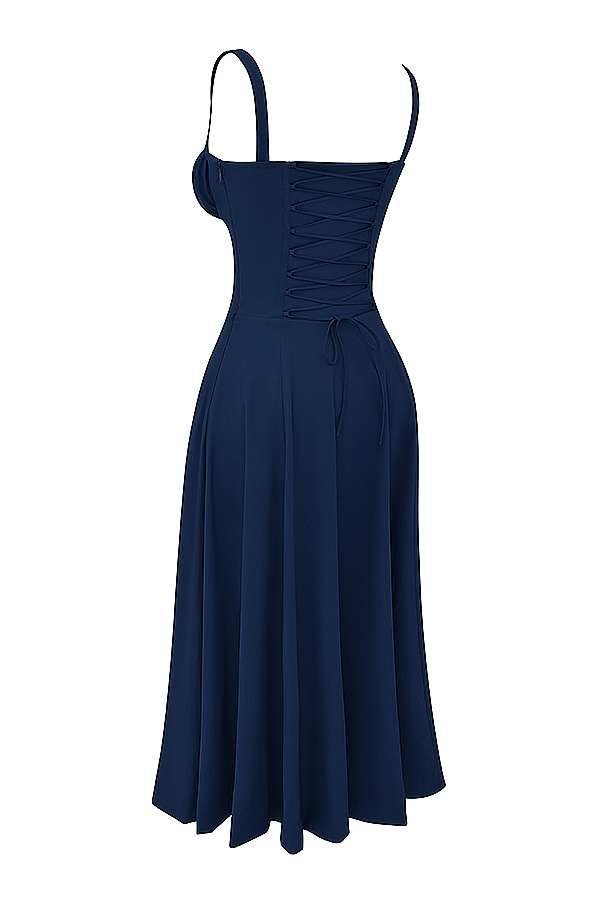 Carmen French Navy Bustier Sundress - luluinthesky