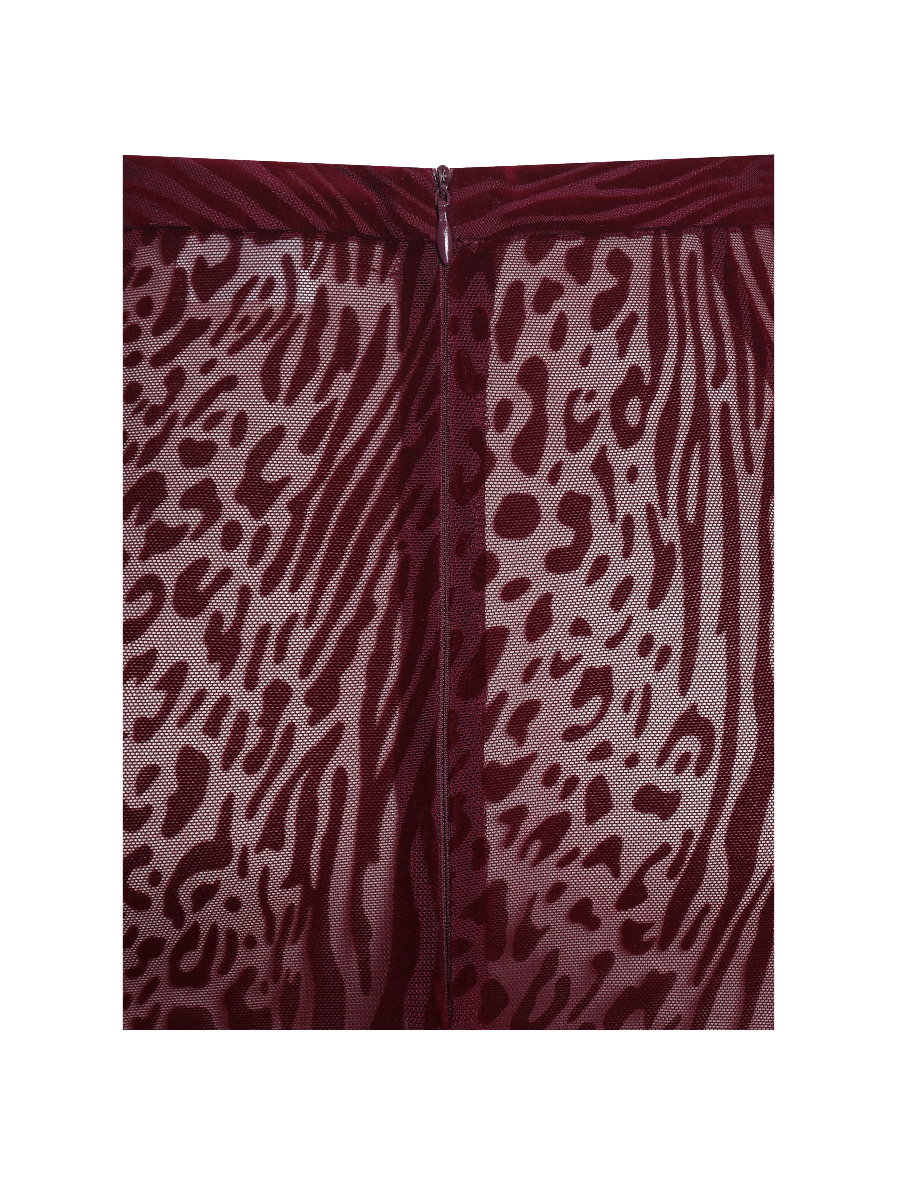 Halia Burgundy Animal Print Burnout Velvet Fur Trim Skirt - luluinthesky