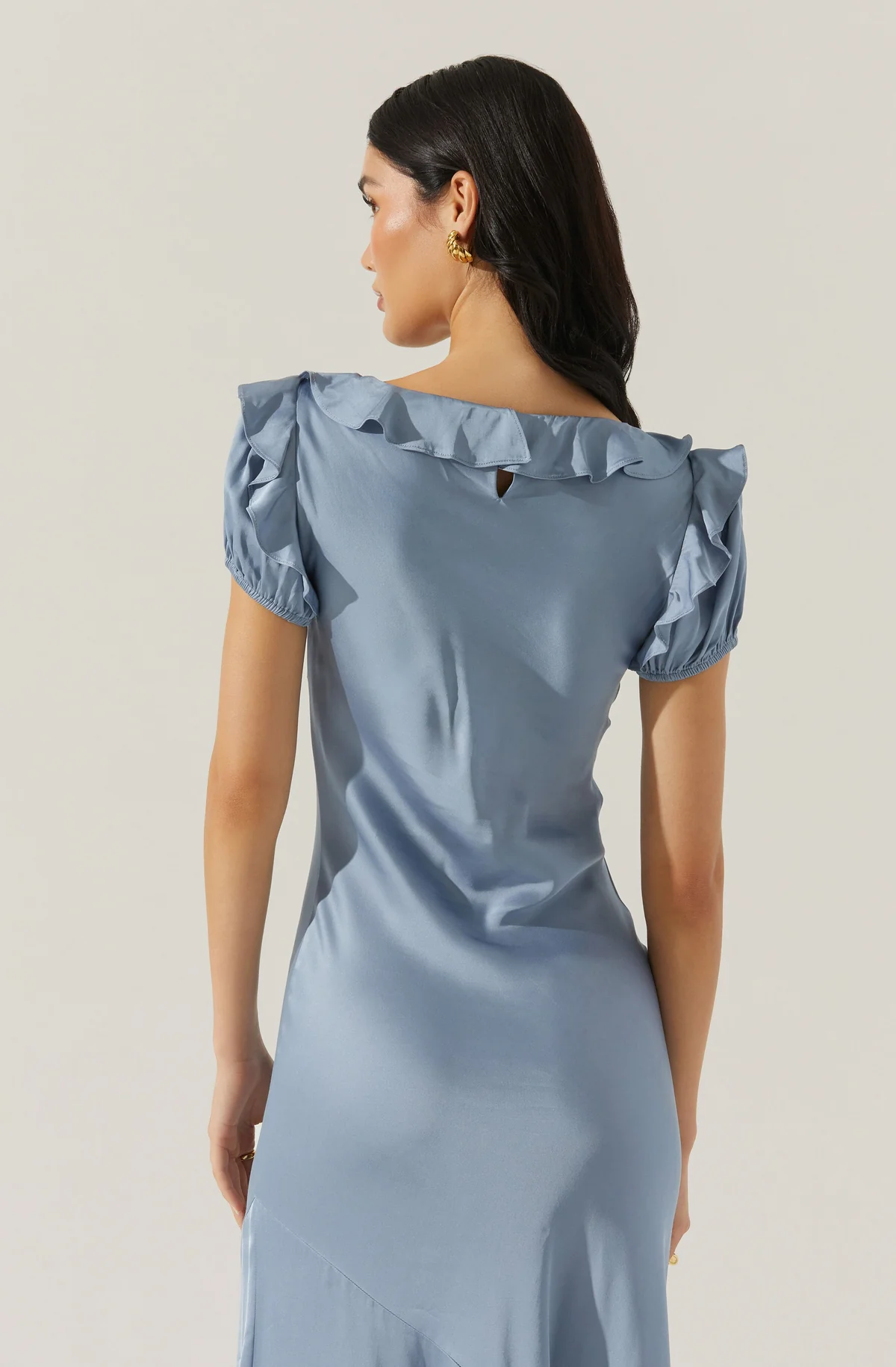 Auden Satin Ruffle Midi dress - luluinthesky