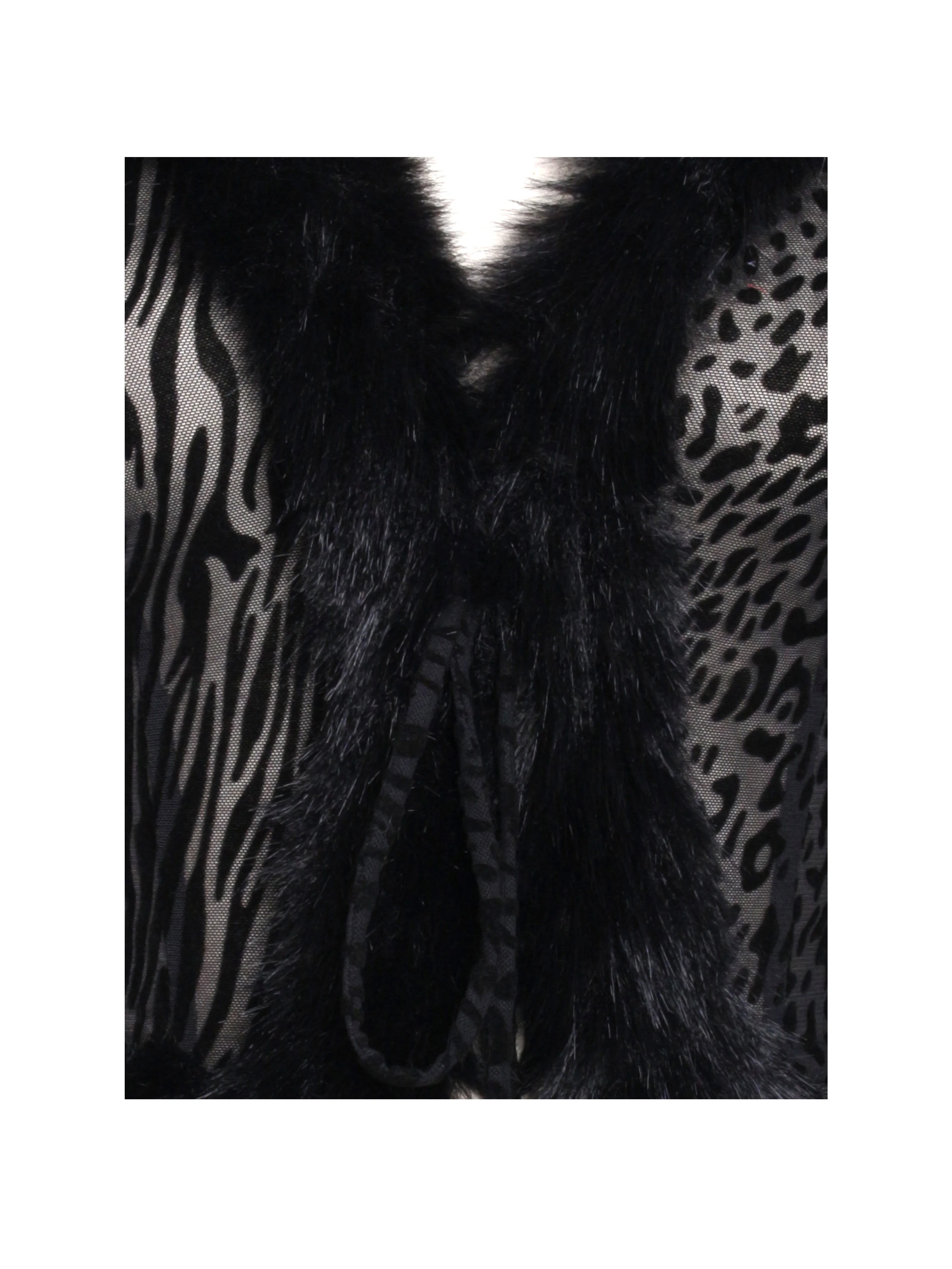 Hali Black Animal Print Burnout Velvet Fur Trim Top - luluinthesky