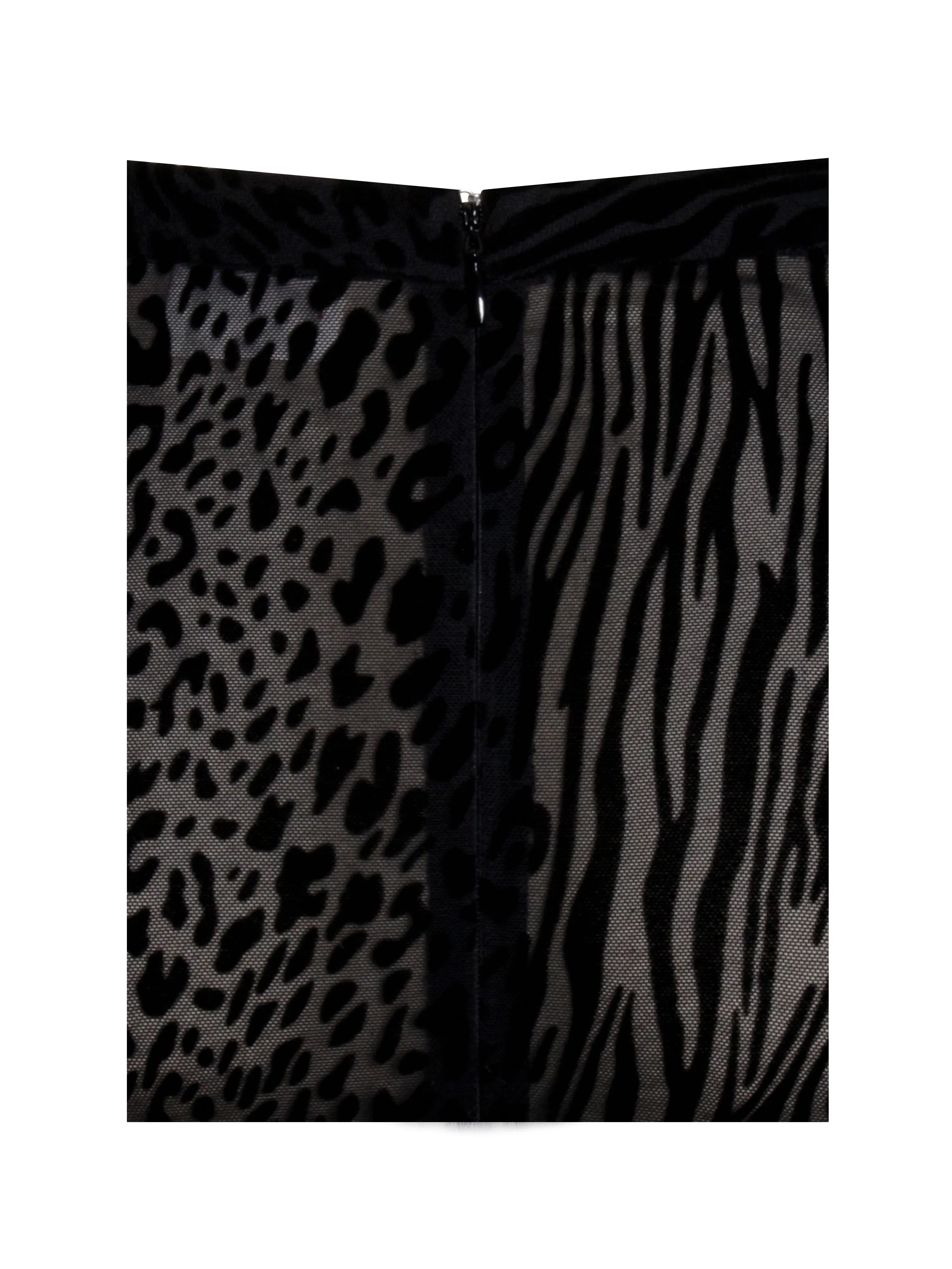 Halia Black Animal Print Burnout Velvet Fur Trim Skirt - luluinthesky