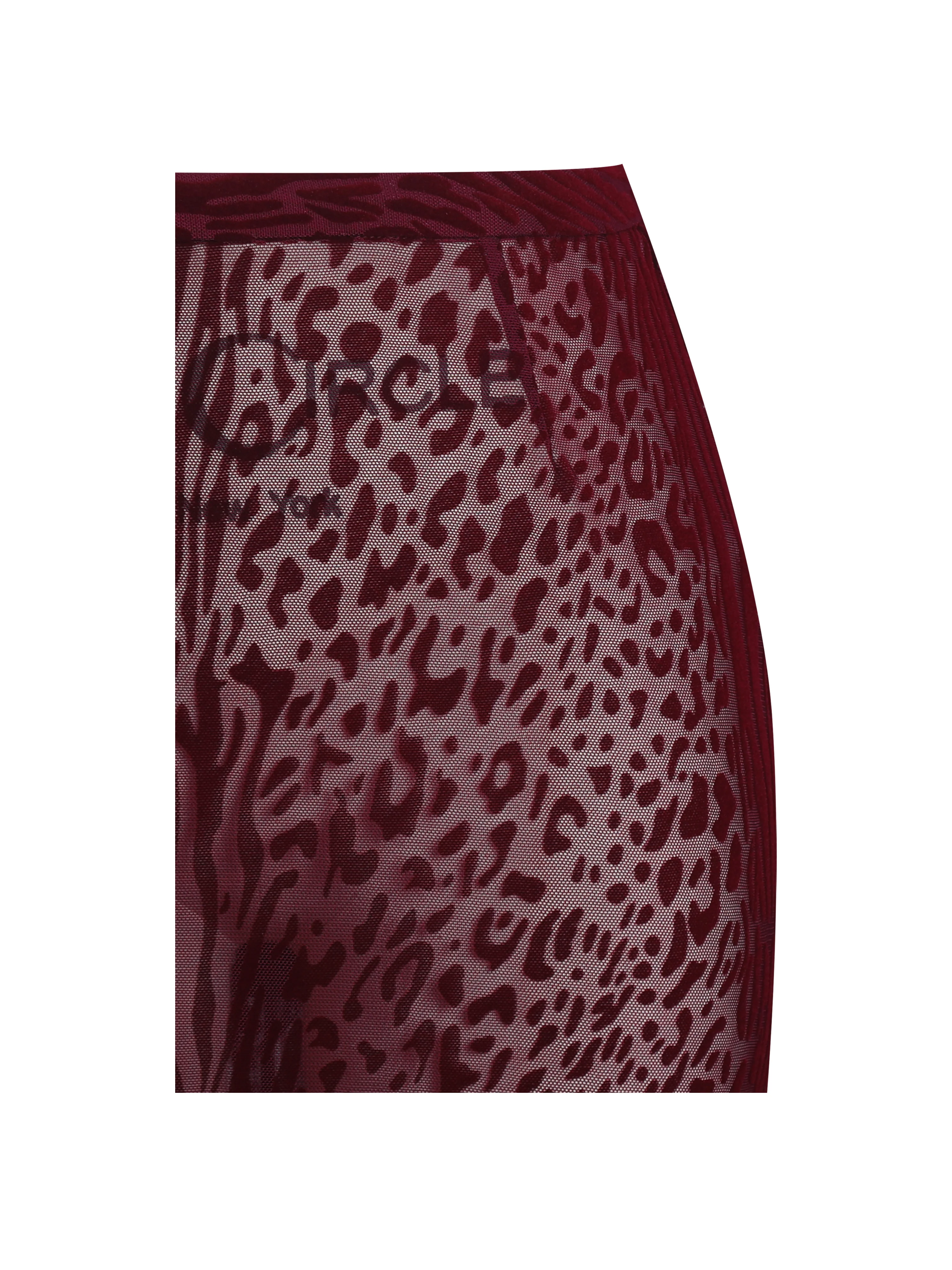 Halia Burgundy Animal Print Burnout Velvet Fur Trim Skirt - luluinthesky