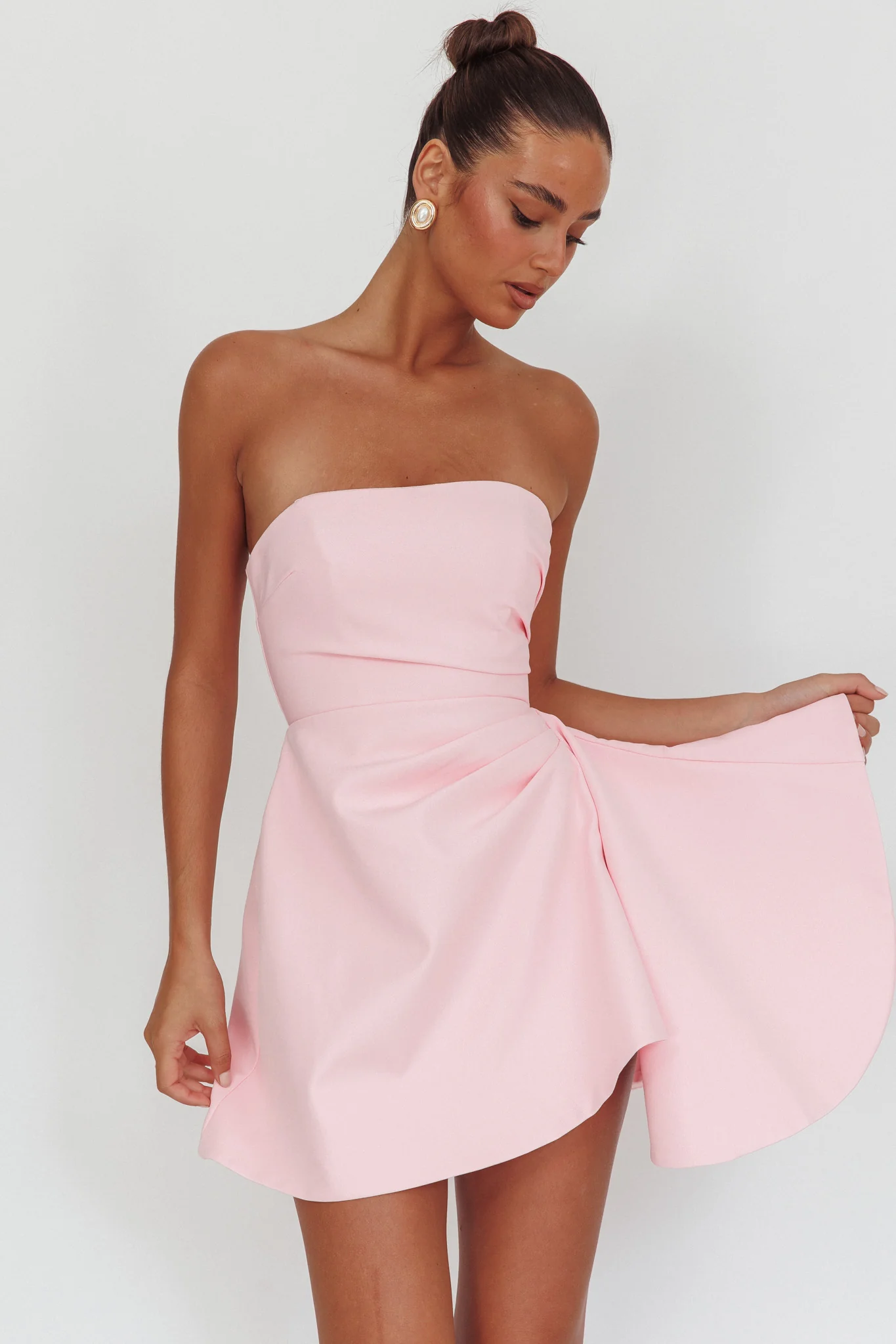 Minnesota Strapless Mini Dress Pink - luluinthesky
