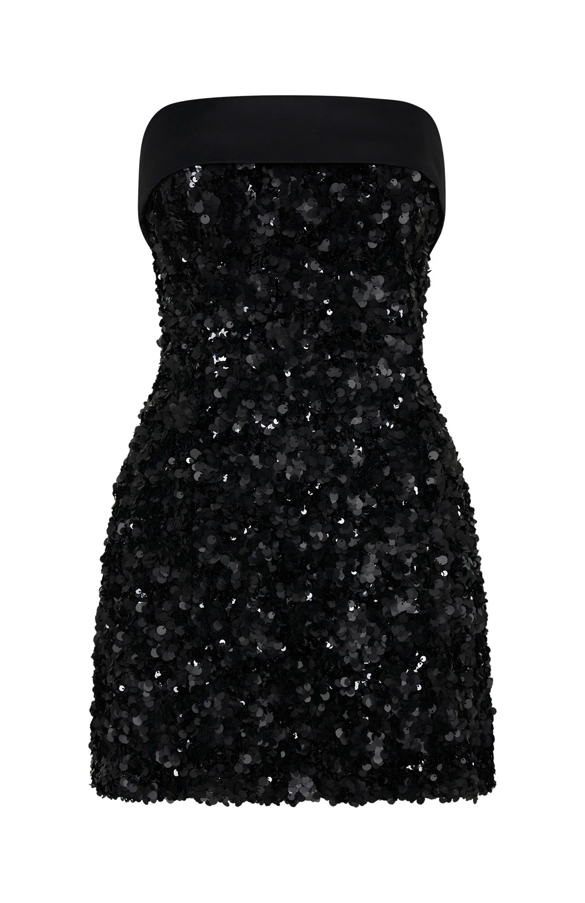 All In Strapless Sequin Mini Dress Black - luluinthesky