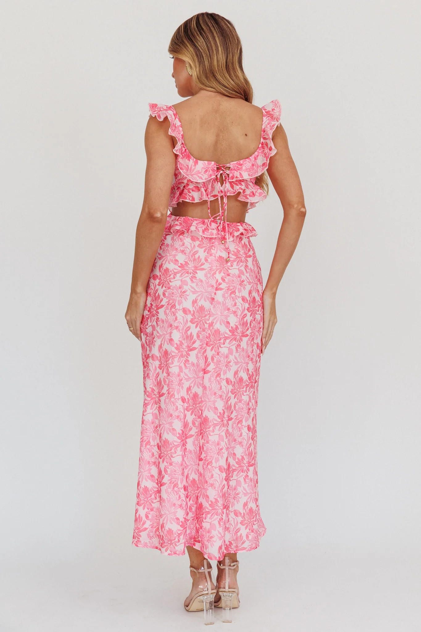 Second Chances Ruffle Trim Maxi Dress Floral Pink - luluinthesky