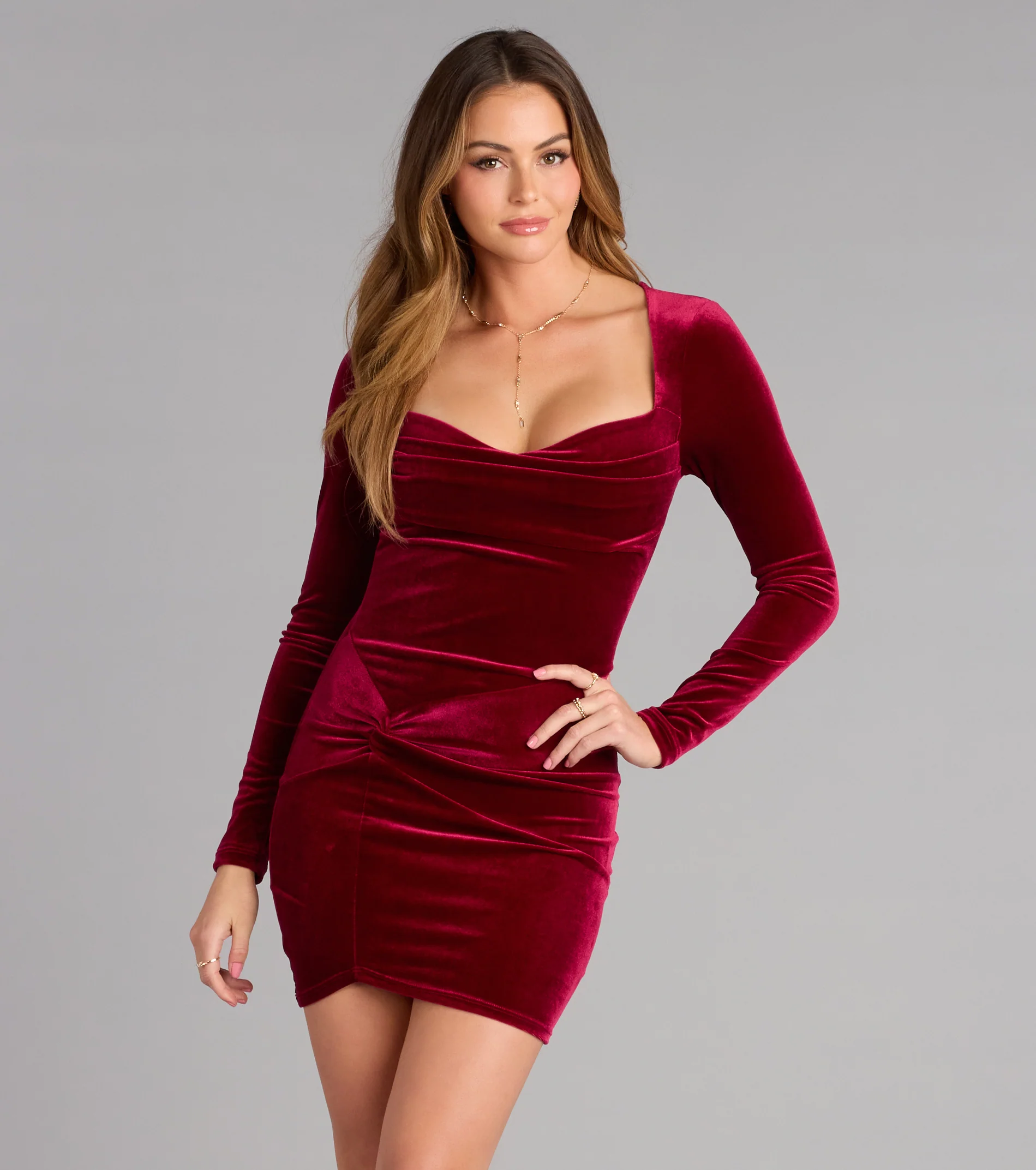 Love Language Velvet Long Sleeve Mini Dress - luluinthesky