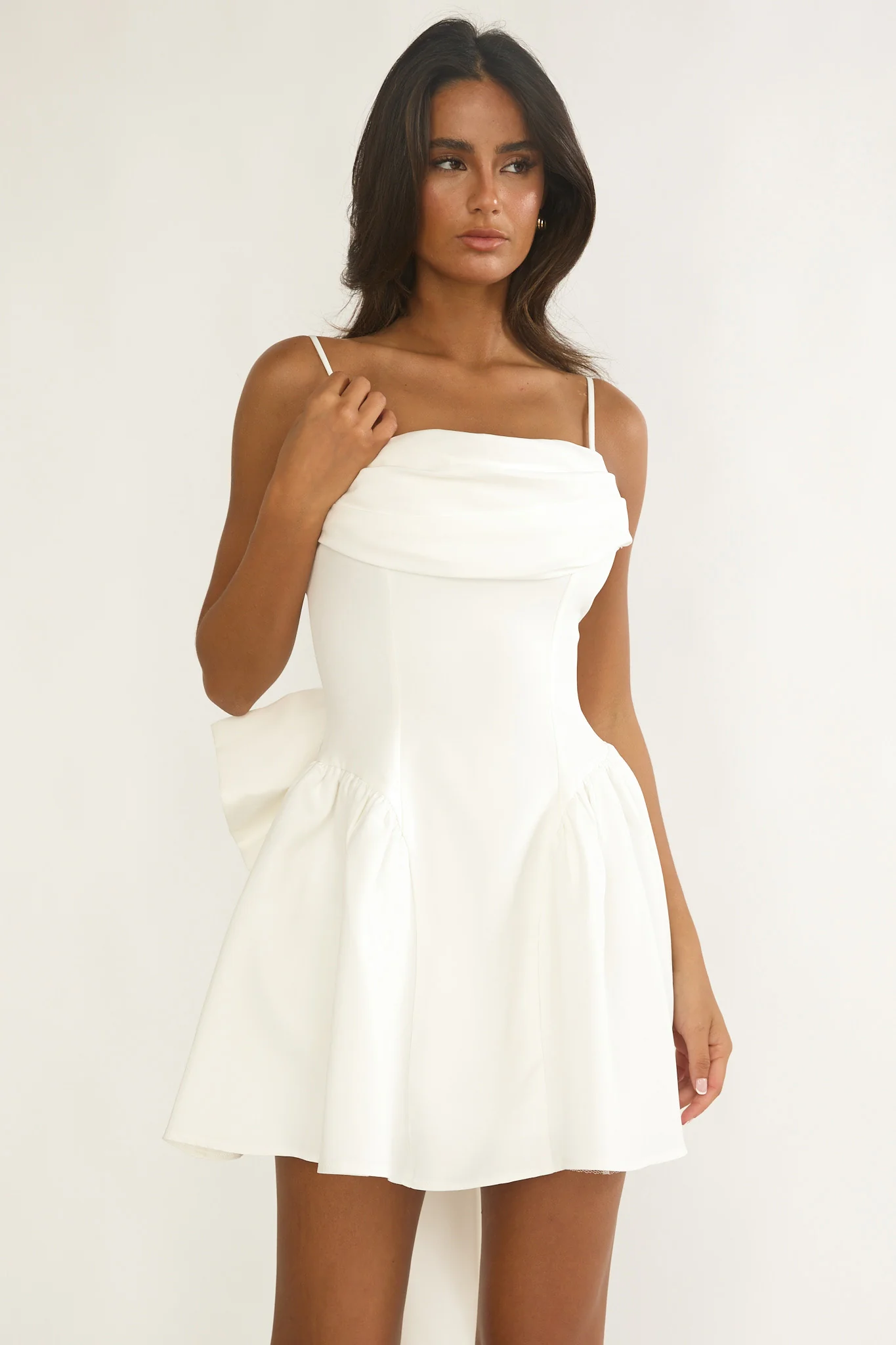 Wilder Oversized Back Bow Mini Dress White - luluinthesky