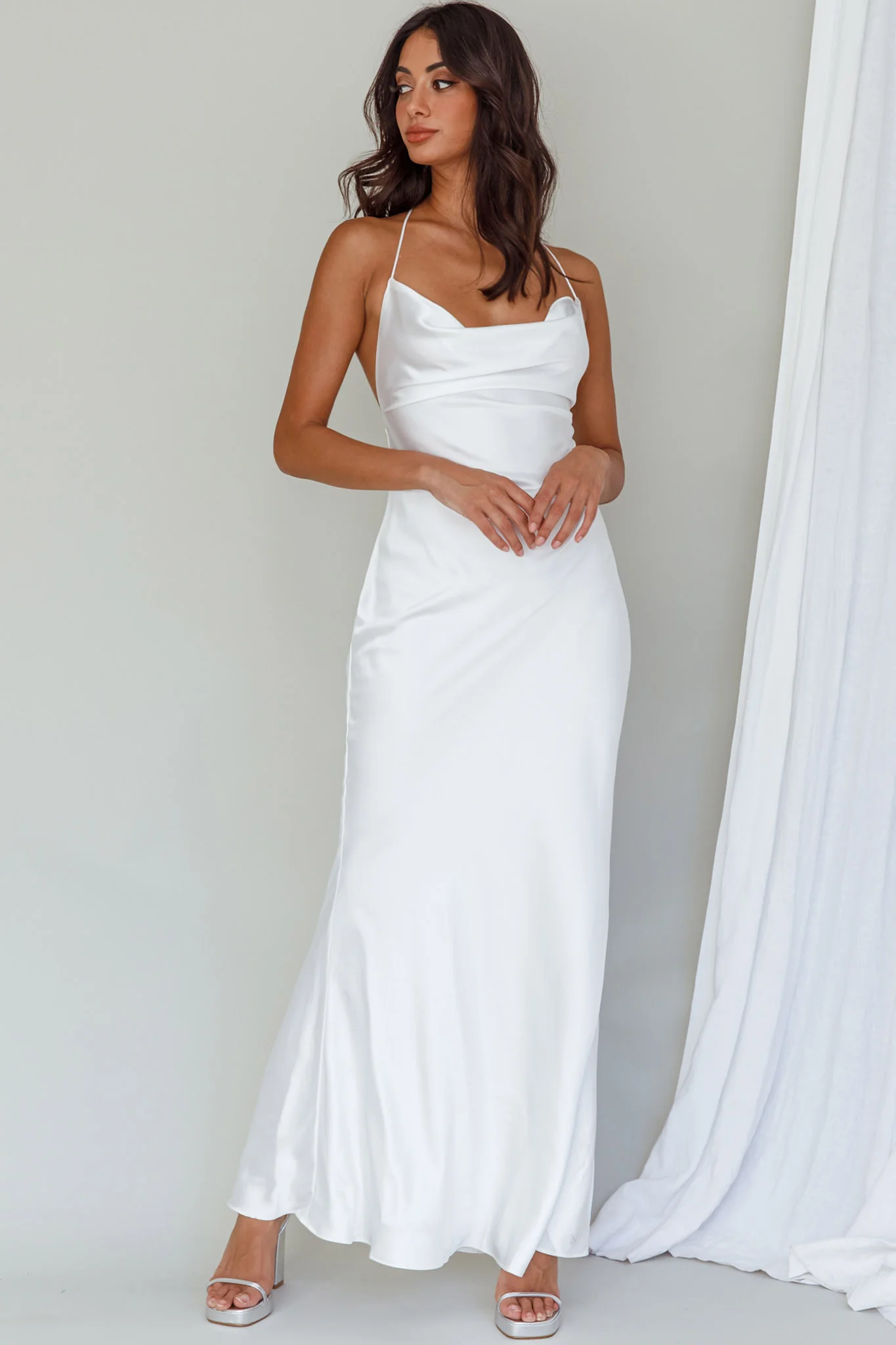 Palma Low Back Strappy Maxi Dress White - luluinthesky