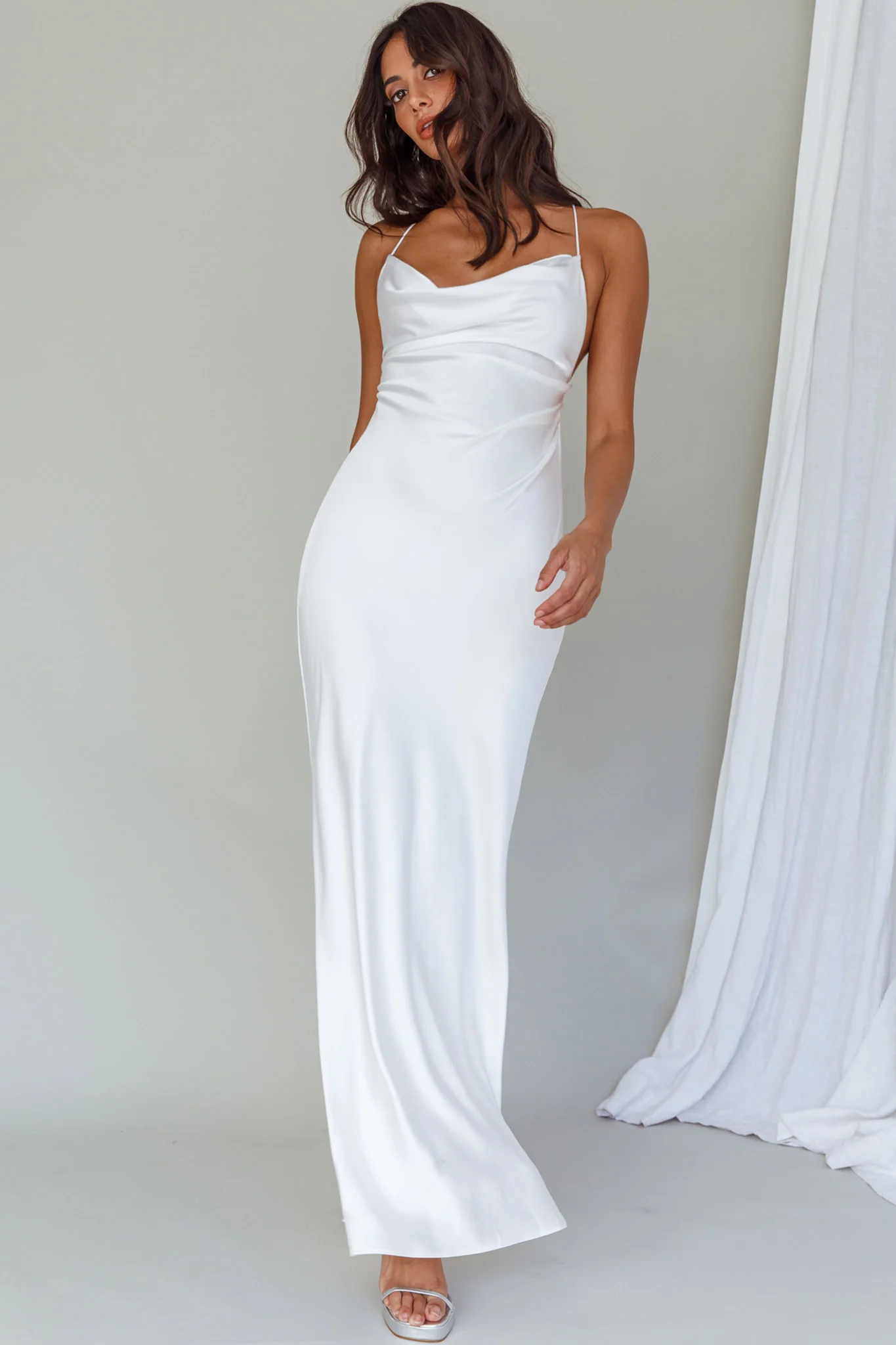 Palma Low Back Strappy Maxi Dress White - luluinthesky