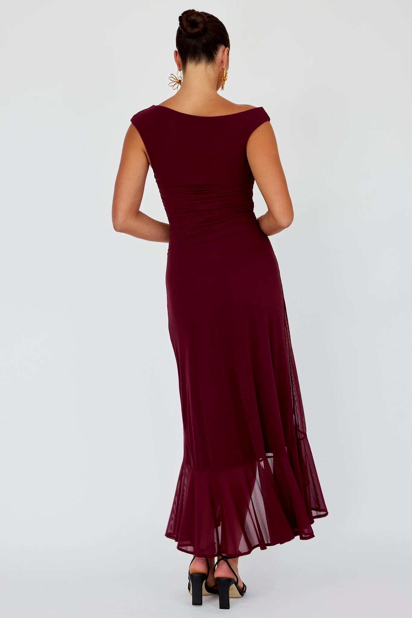 Moonlit Magic Asymmetric Neckline Maxi Dress Wine - luluinthesky