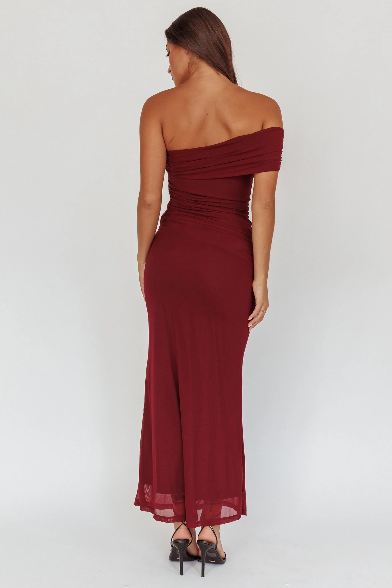 Gala One-Shoulder Maxi Dress Wine - luluinthesky
