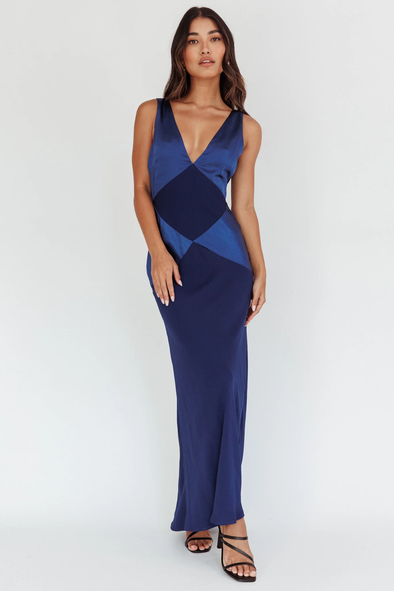 Soul Fire V-Neck Maxi Dress Navy - luluinthesky