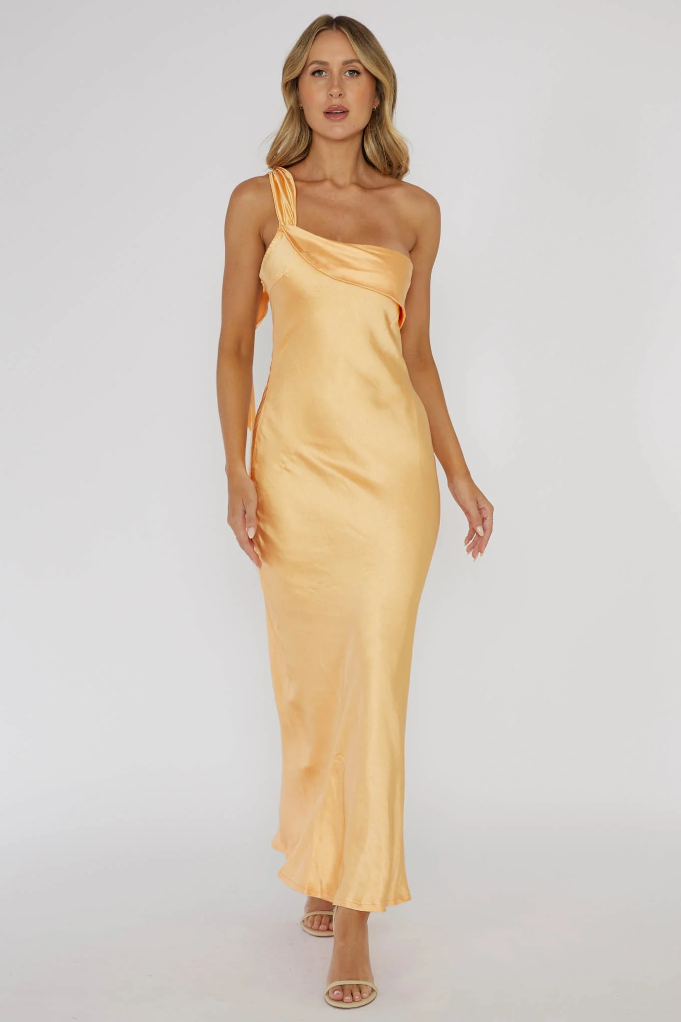 Carmel One-Shoulder Sash Maxi Dress Rockmelon - luluinthesky