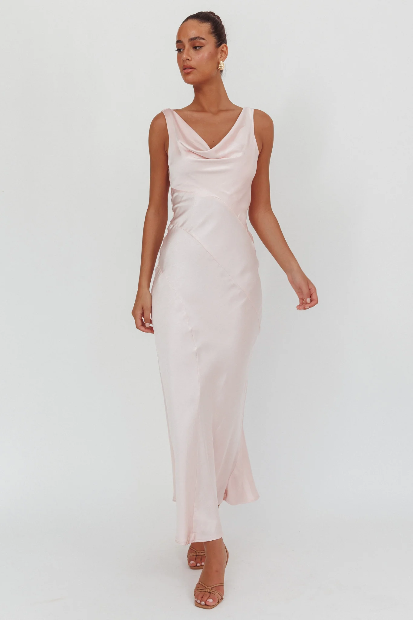 Good Intentions Cowl Neck Open Back Maxi Dress Pink - luluinthesky