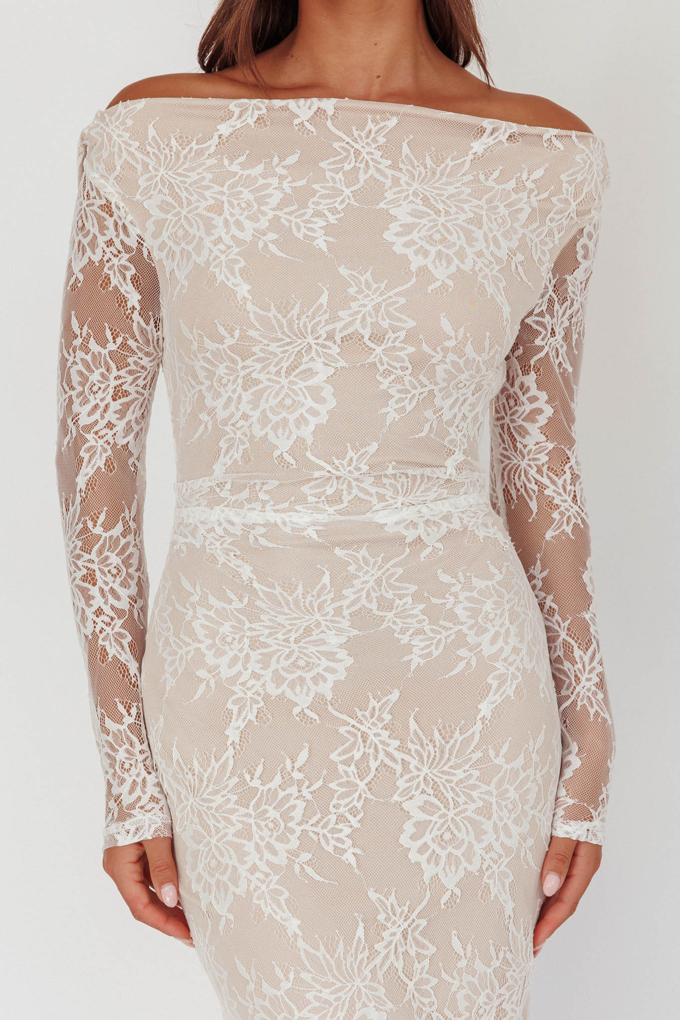 Loveland Off-Shoulder Lace Maxi Dress White - luluinthesky