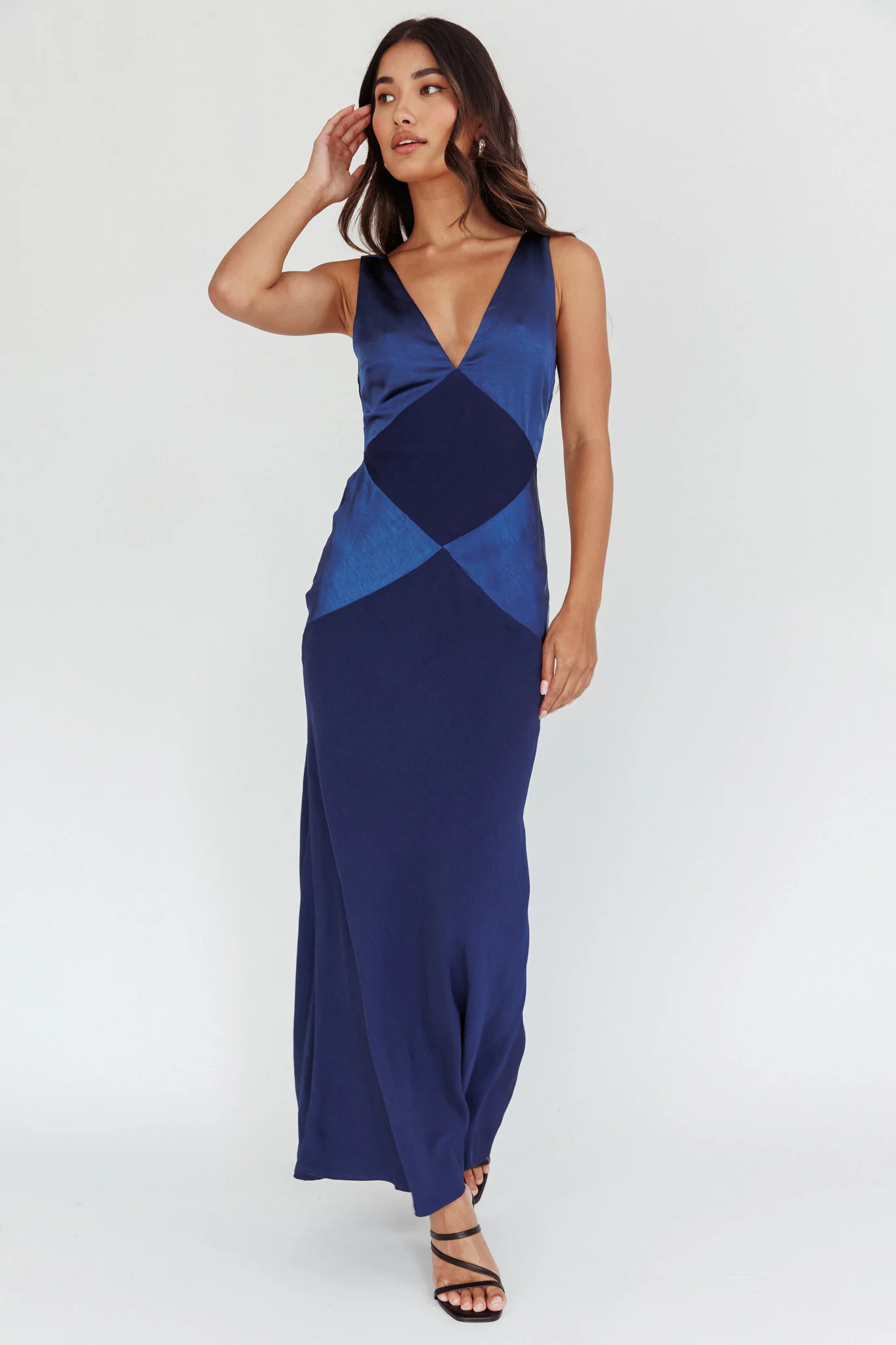 Soul Fire V-Neck Maxi Dress Navy - luluinthesky